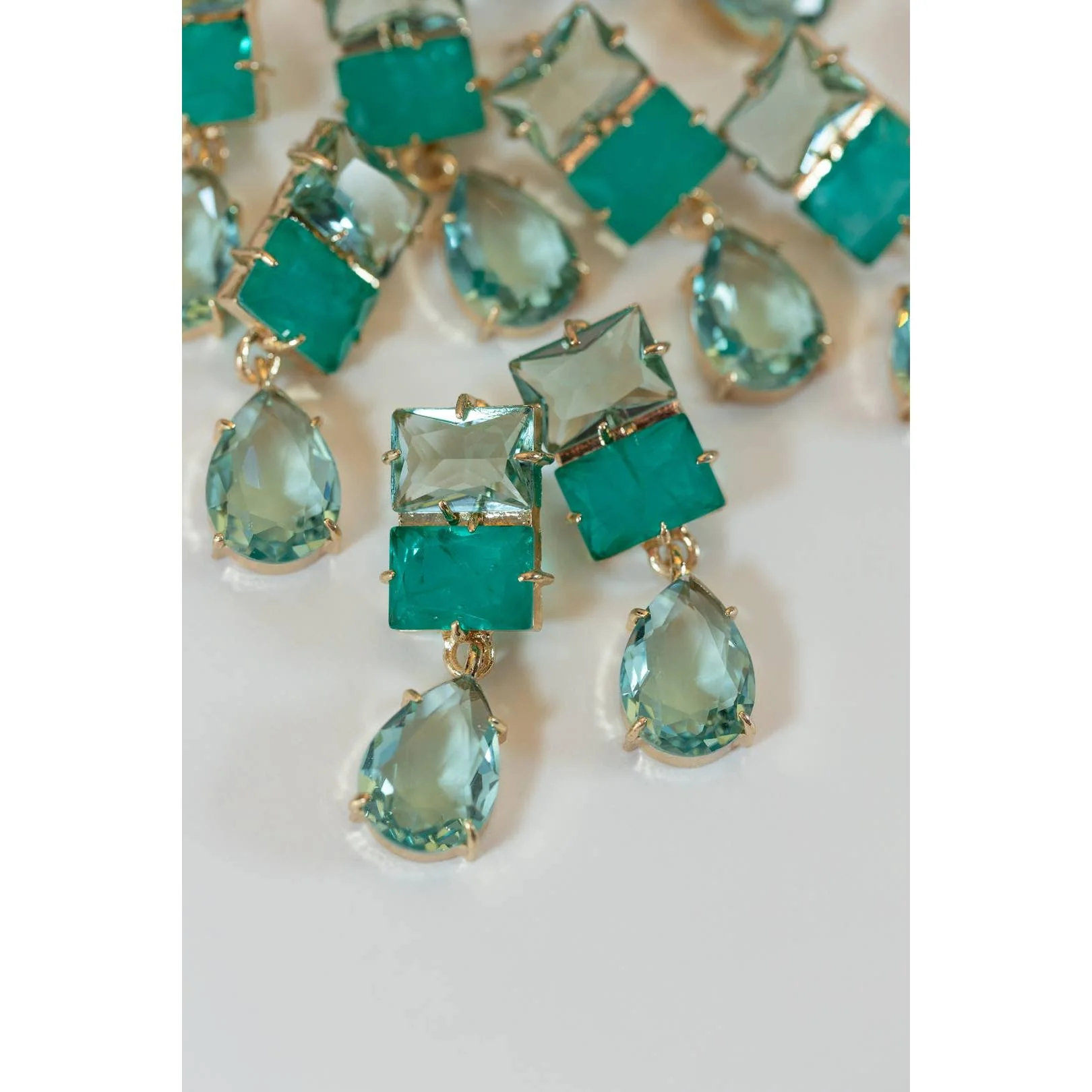 Amalfi Turquoise Ombre Gem Drop Statement Earrings - Image 2