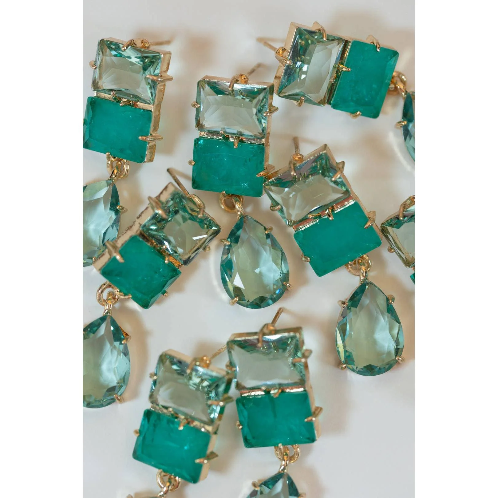 Amalfi Turquoise Ombre Gem Drop Statement Earrings - Image 3