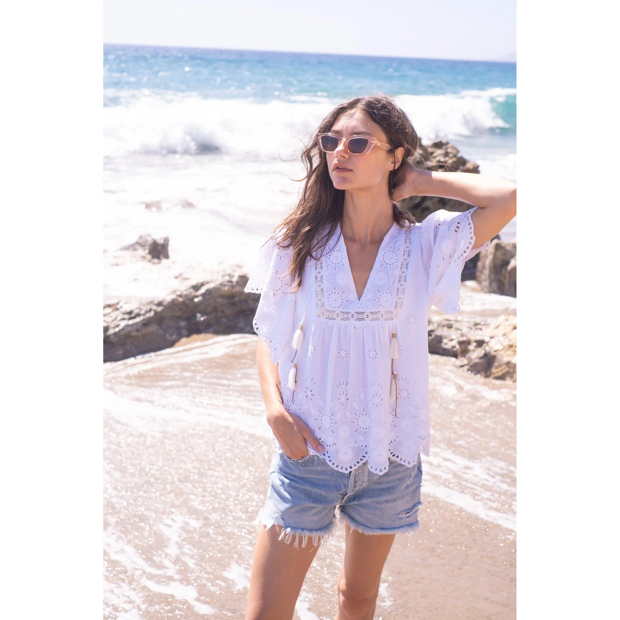 Angel Top- White Floral Eyelet - Image 7