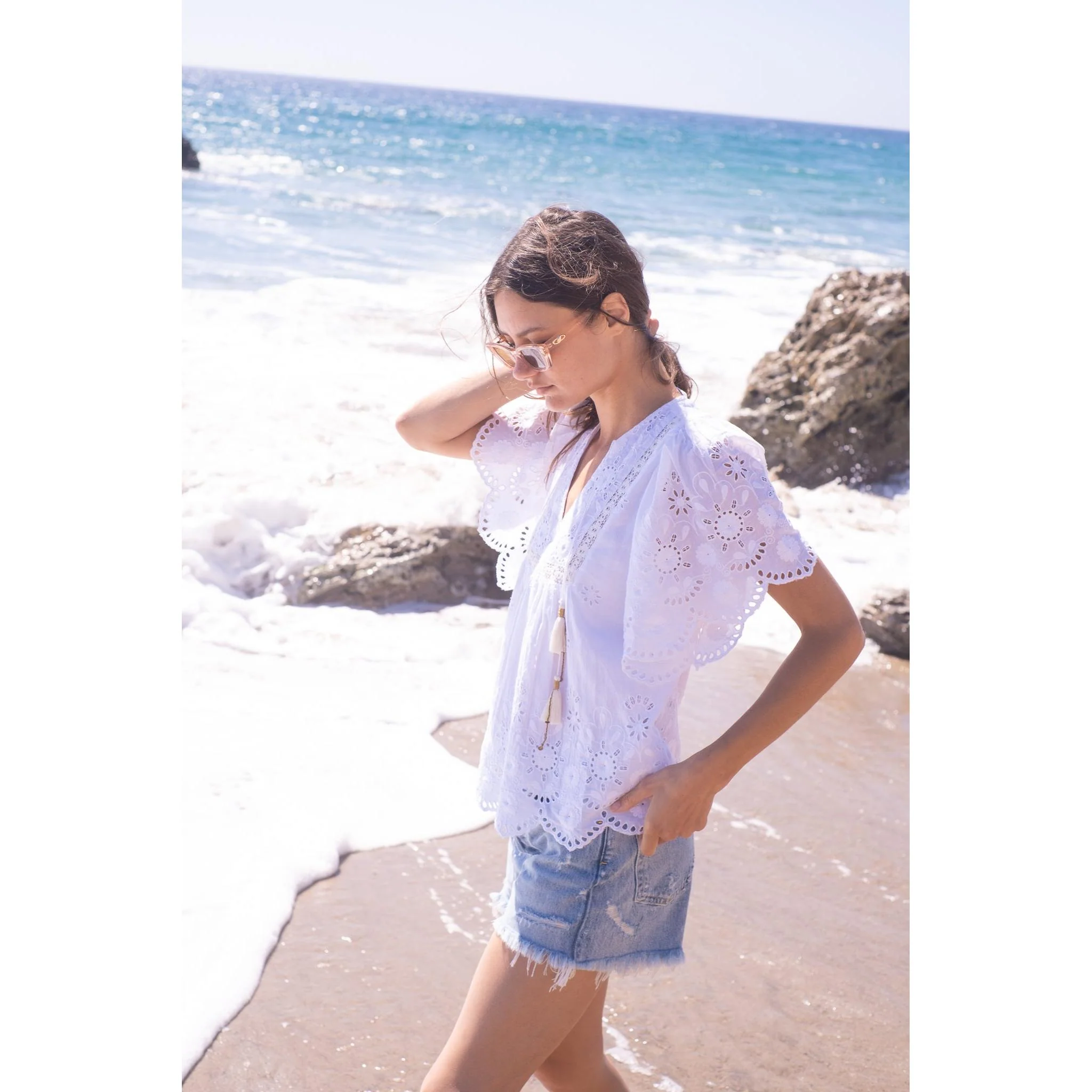 Angel Top- White Floral Eyelet - Image 9