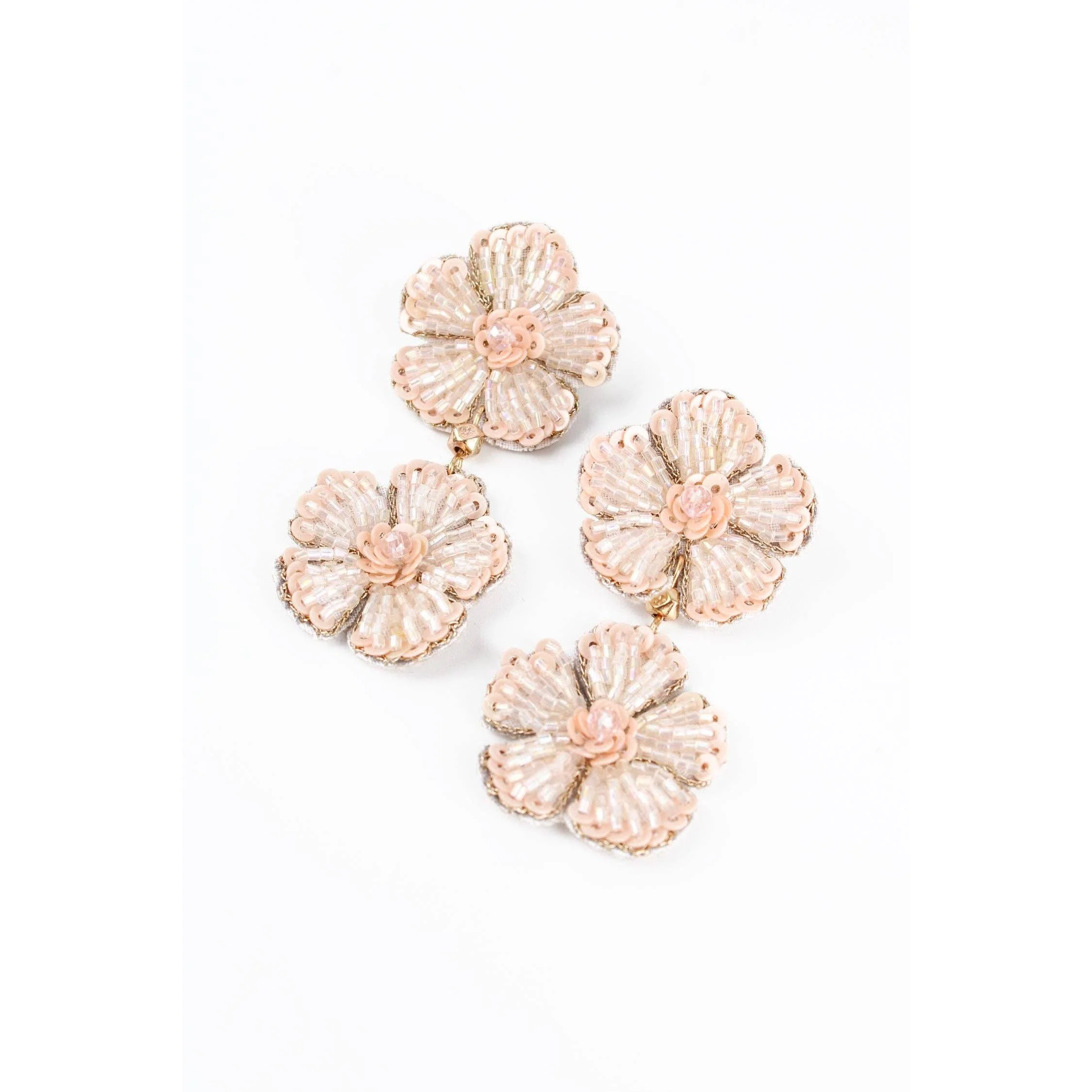 BLUSH PINK FLORAL DOUBLE DROP EARRINGS