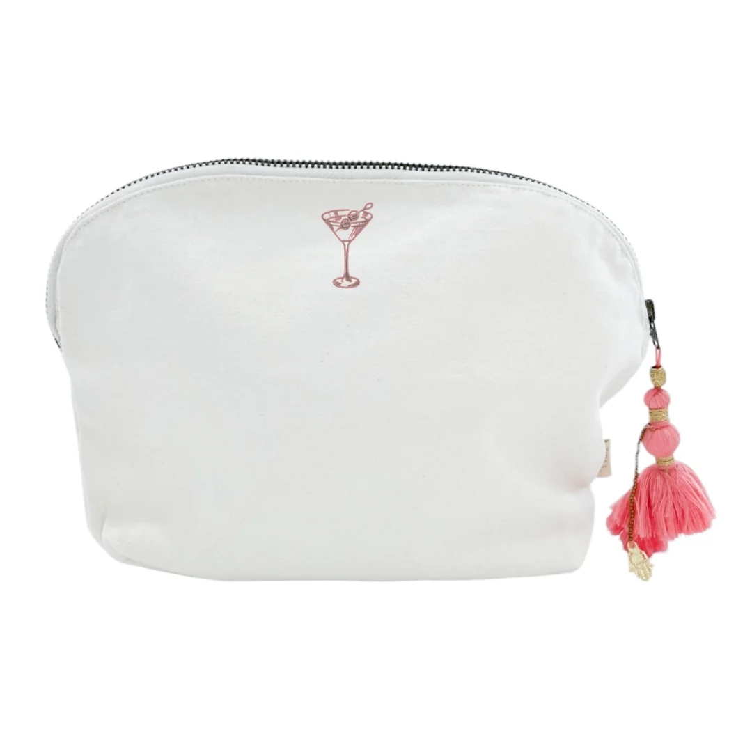 Canvas Clamshell Bag With Pink Tassel - Image 12