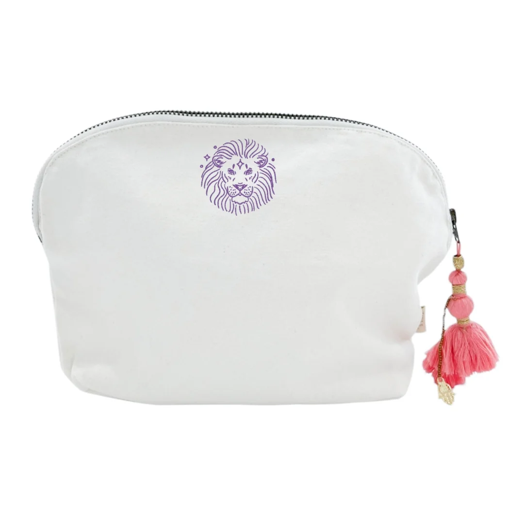 Canvas Clamshell Bag With Pink Tassel - Image 7
