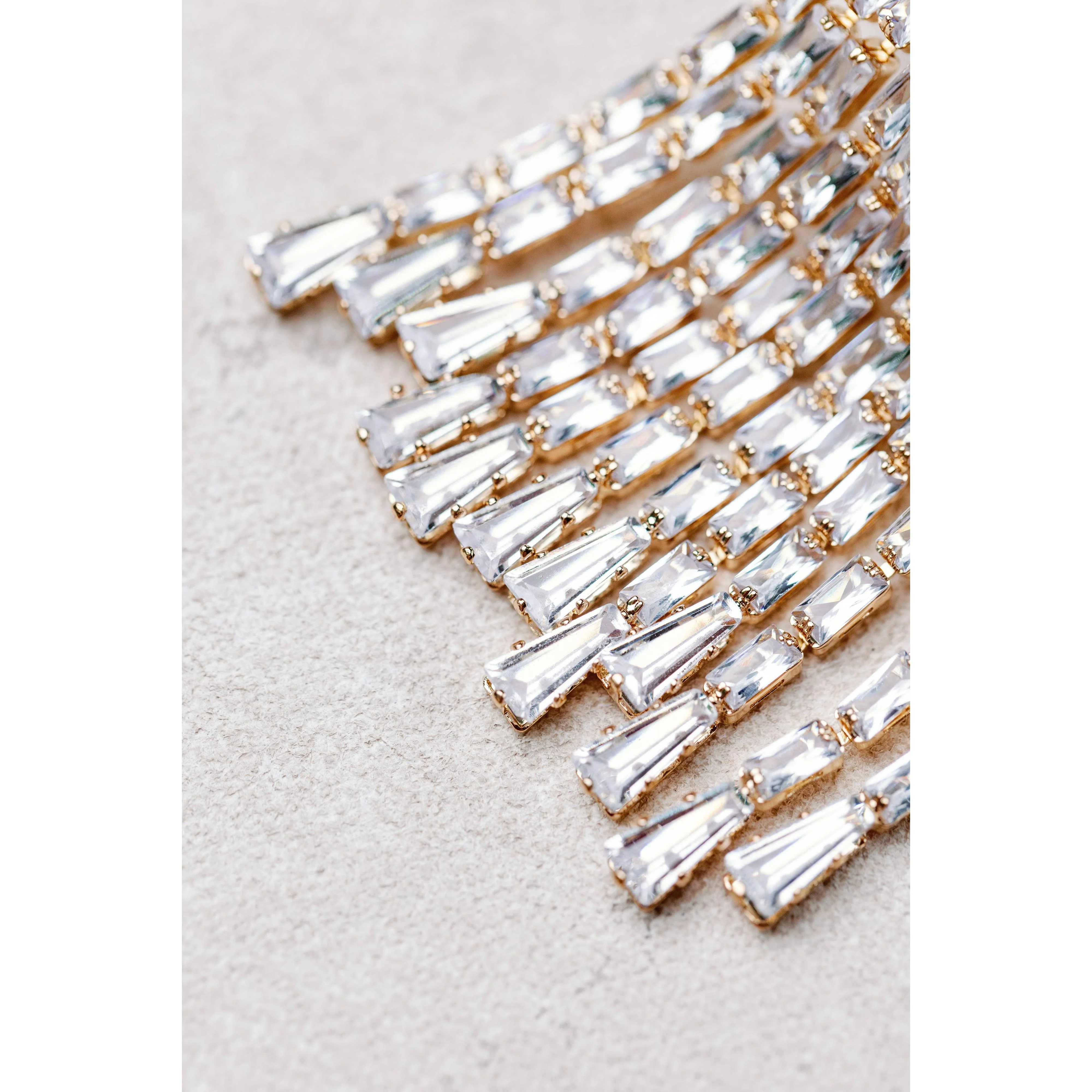 Crystal Waterfall Maxi Tassel Holiday Statement Earrings - Image 2