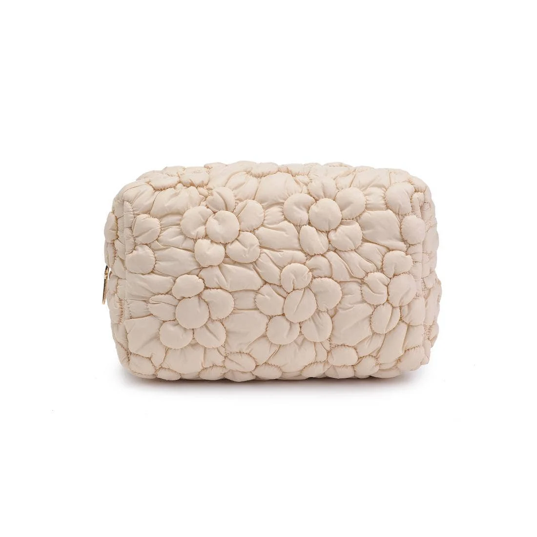 Flora Pop Nylon Cosmetic & Travel Organizer Pouch: Cream - Image 3