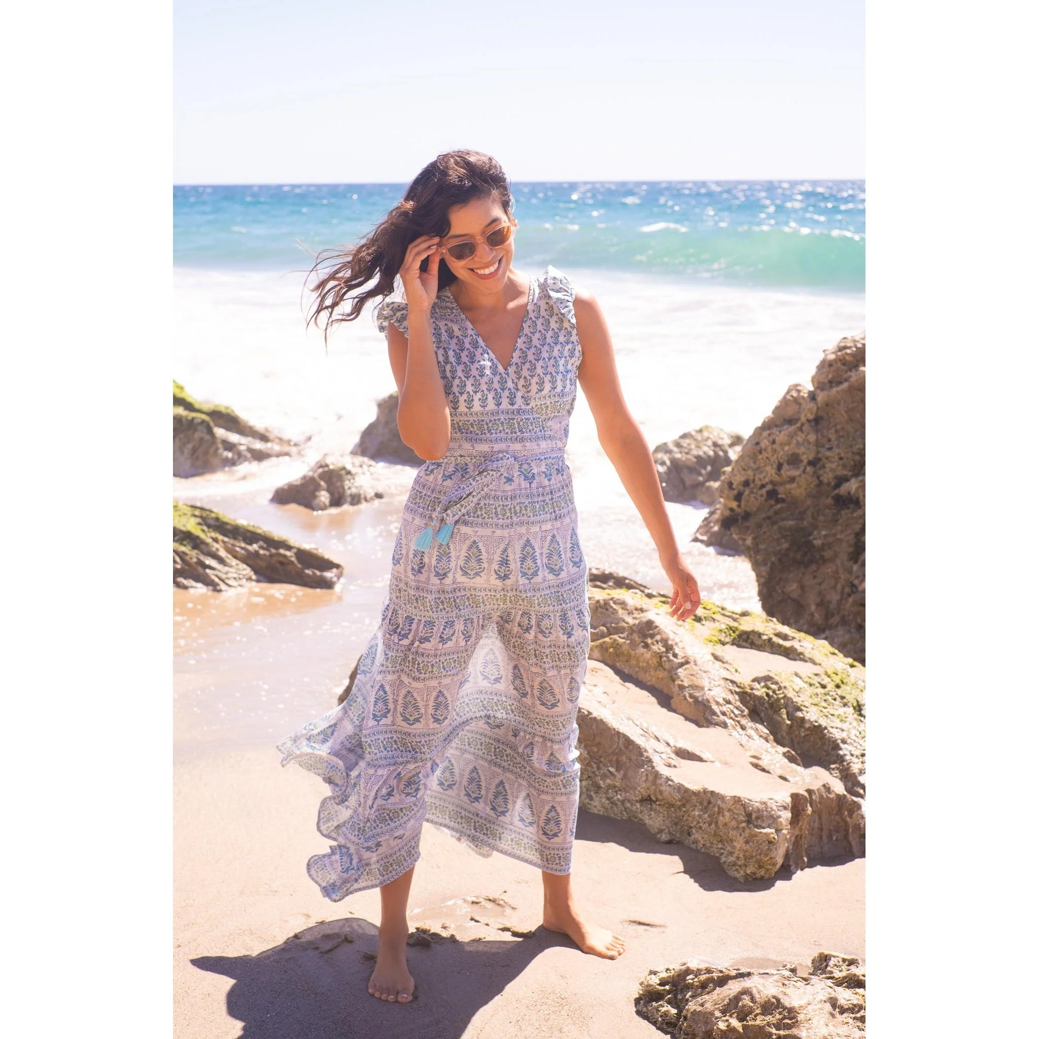 Flutter Wrap Dress- Green print - Image 12