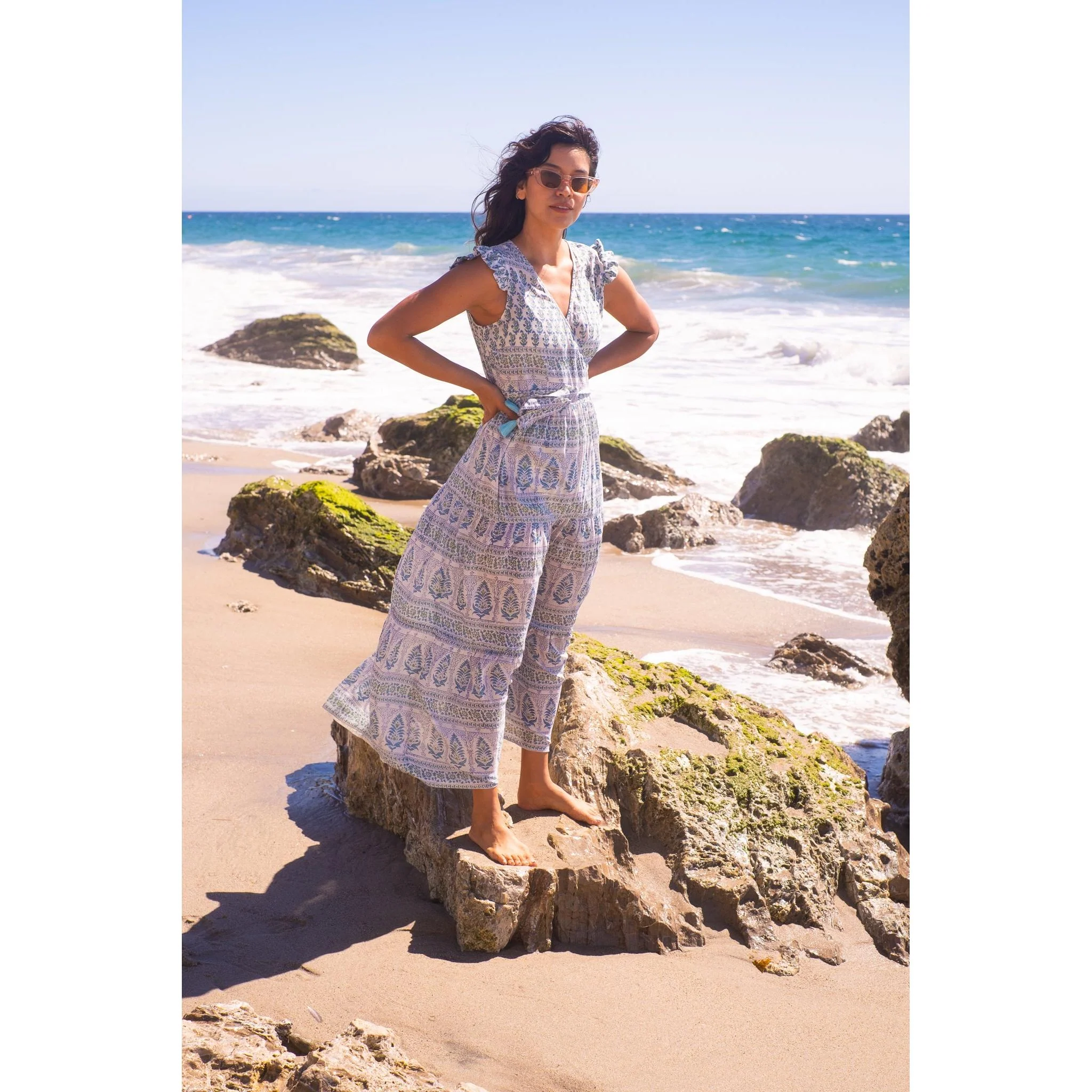 Flutter Wrap Dress- Green print - Image 13