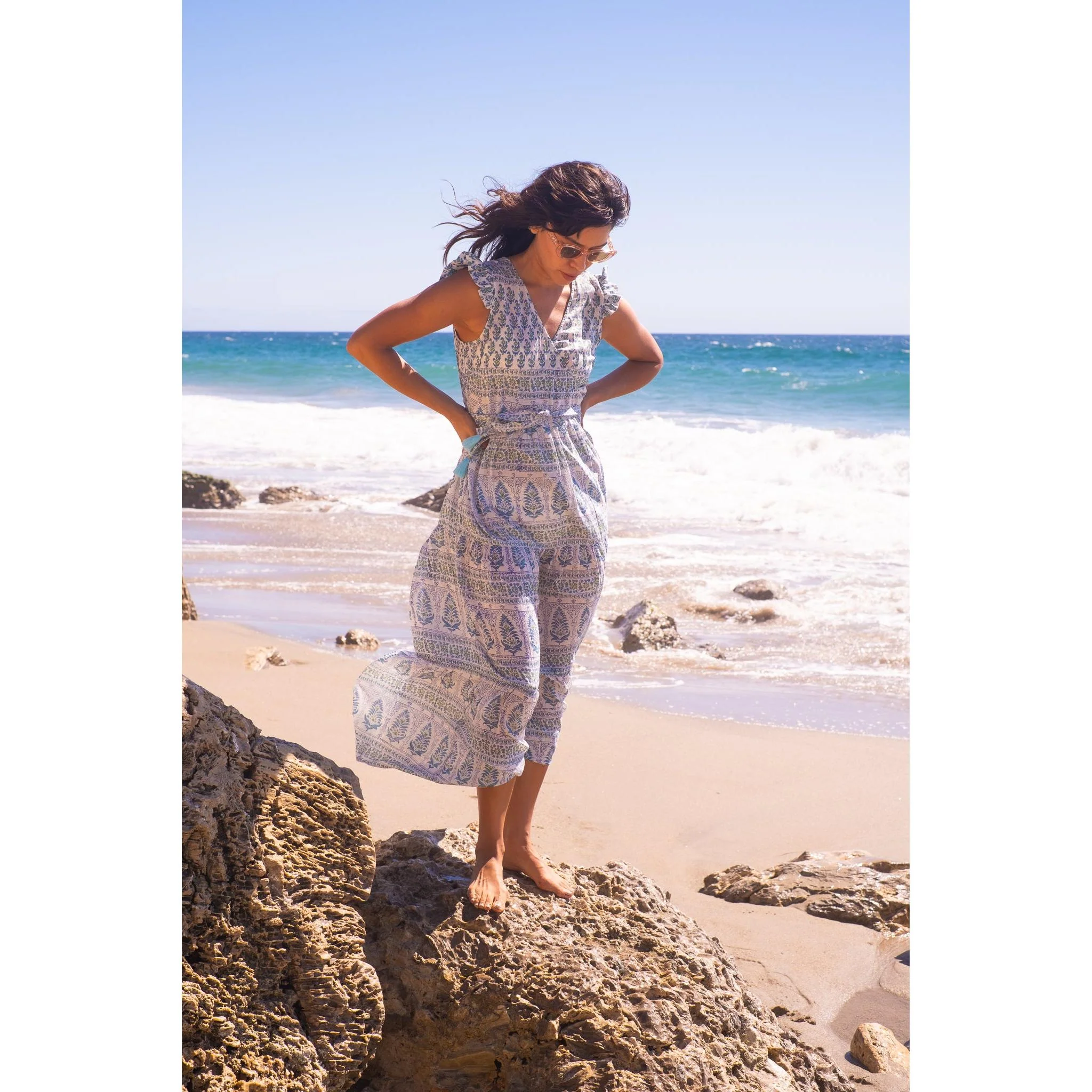 Flutter Wrap Dress- Green print - Image 6