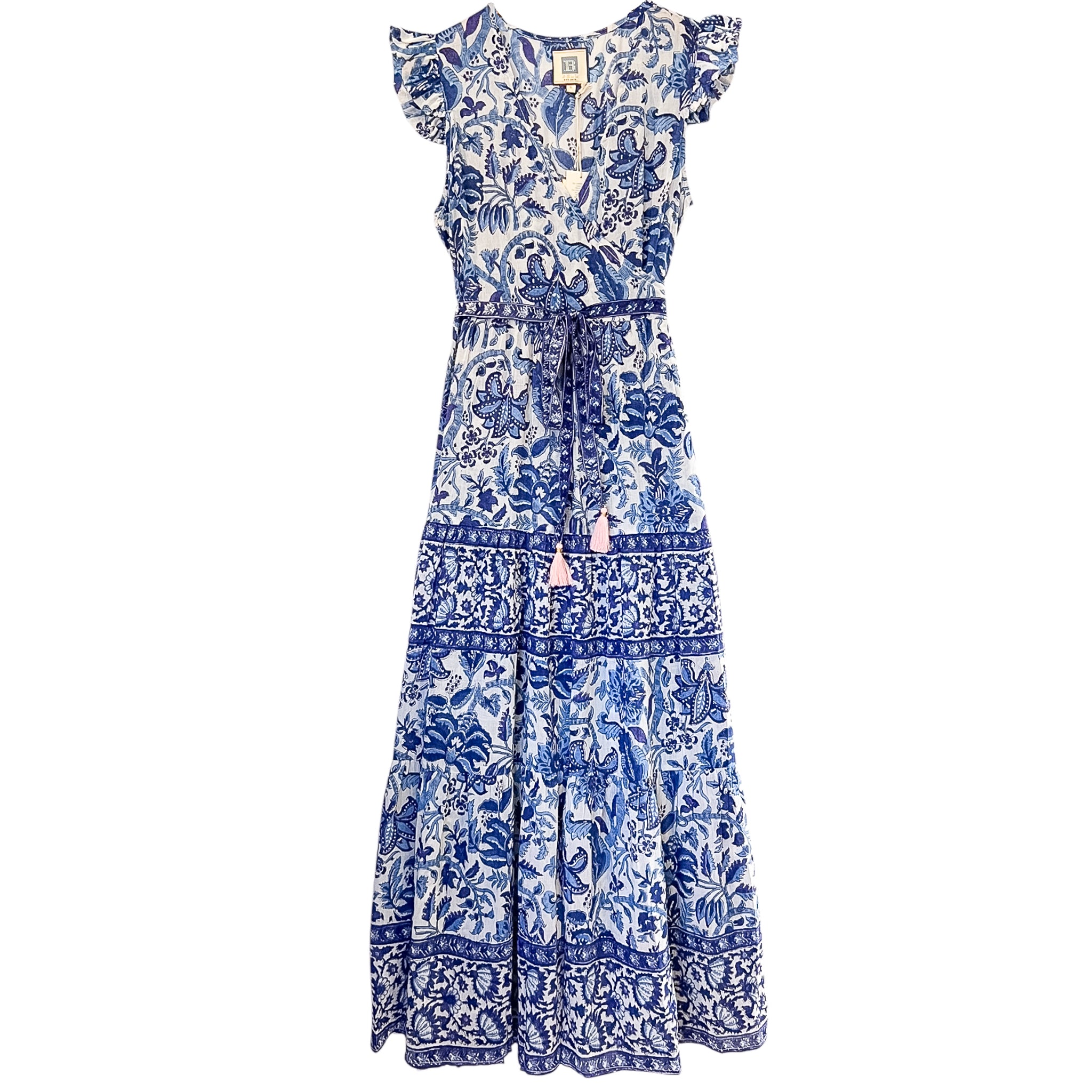 Flutter Wrap Dress-Navy Print - Image 5