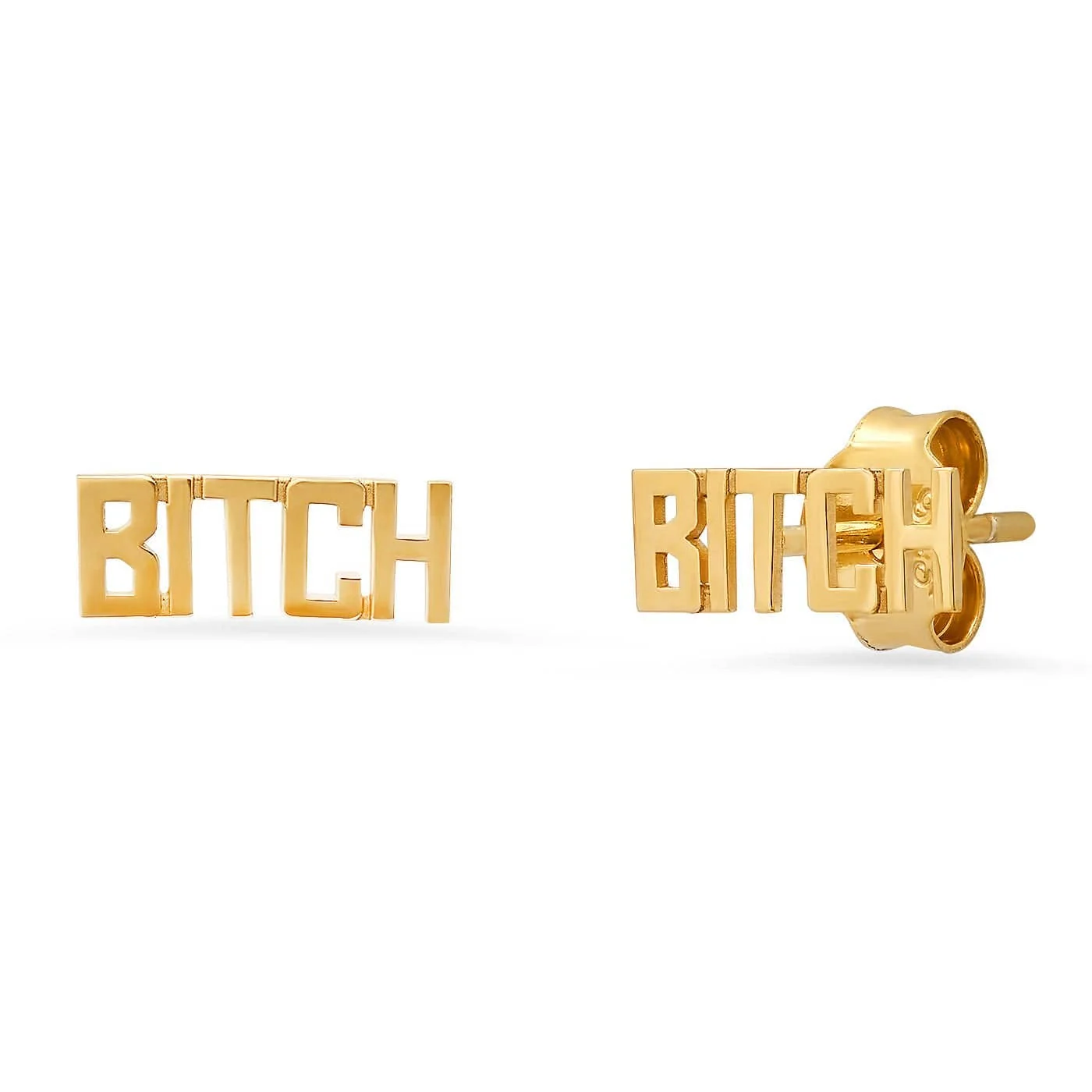 Gold Vermeil "BITCH" Studs: Gold Vermeil