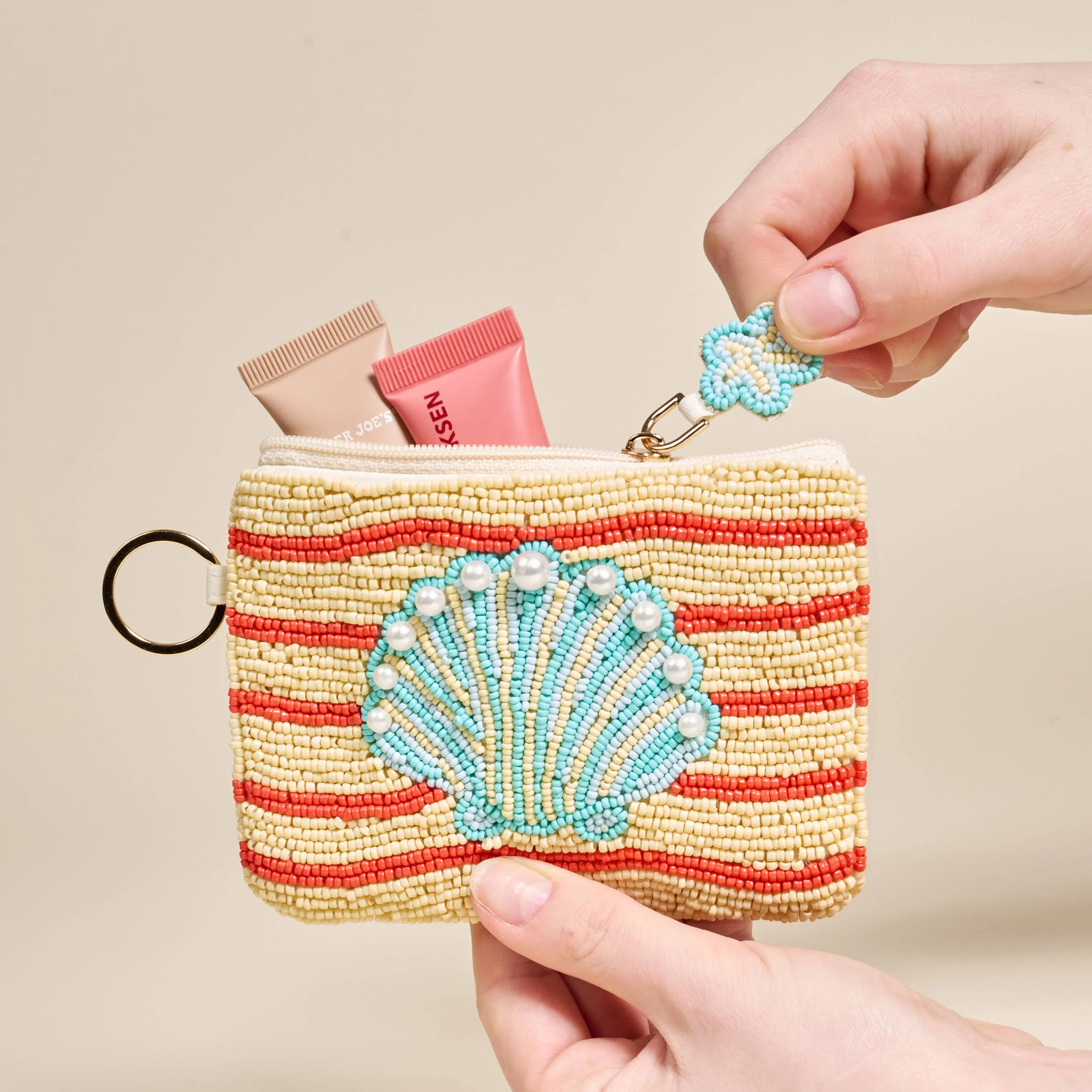 Handcrafted Beaded Pouch–Seashell - Image 2