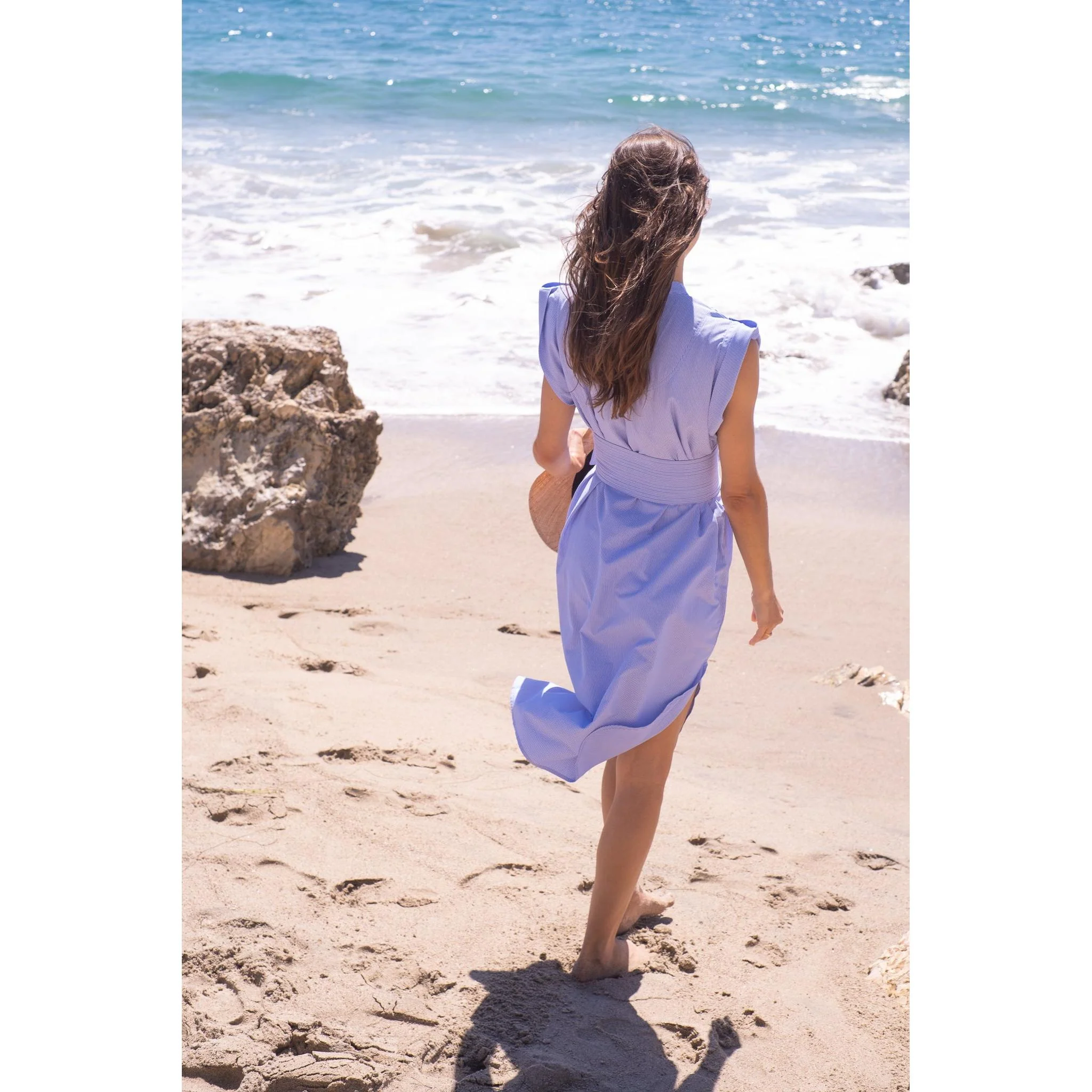 Thin Navy Stripe Kat Midi Dress - Image 5