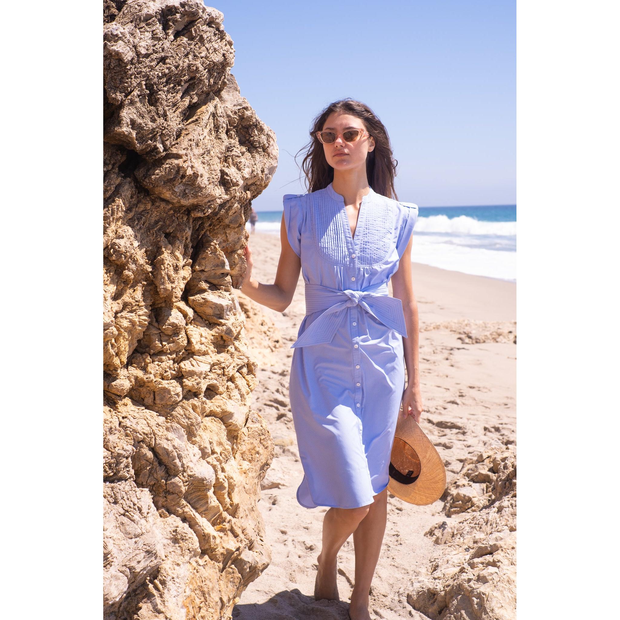 Thin Navy Stripe Kat Midi Dress - Image 7