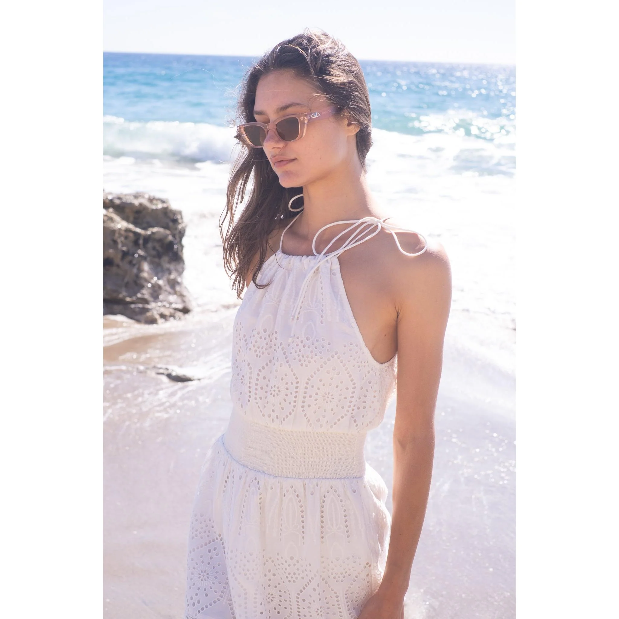 Kelly Midi Dress - White Eyelet - Image 3