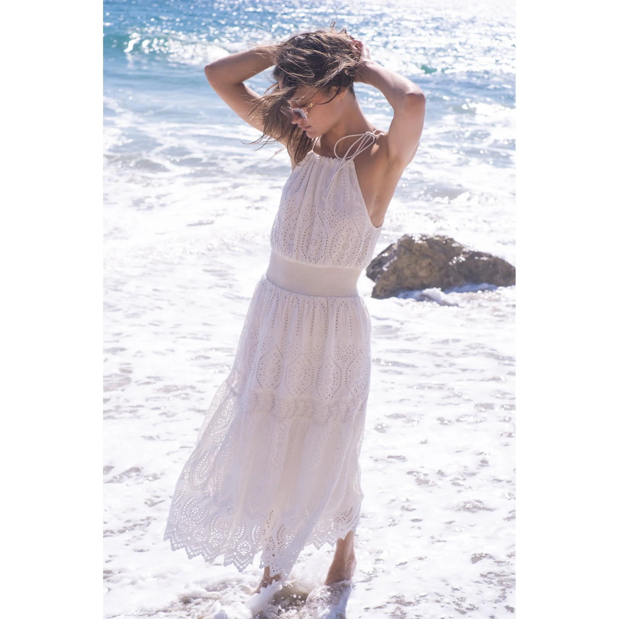 Kelly Midi Dress - White Eyelet - Image 5