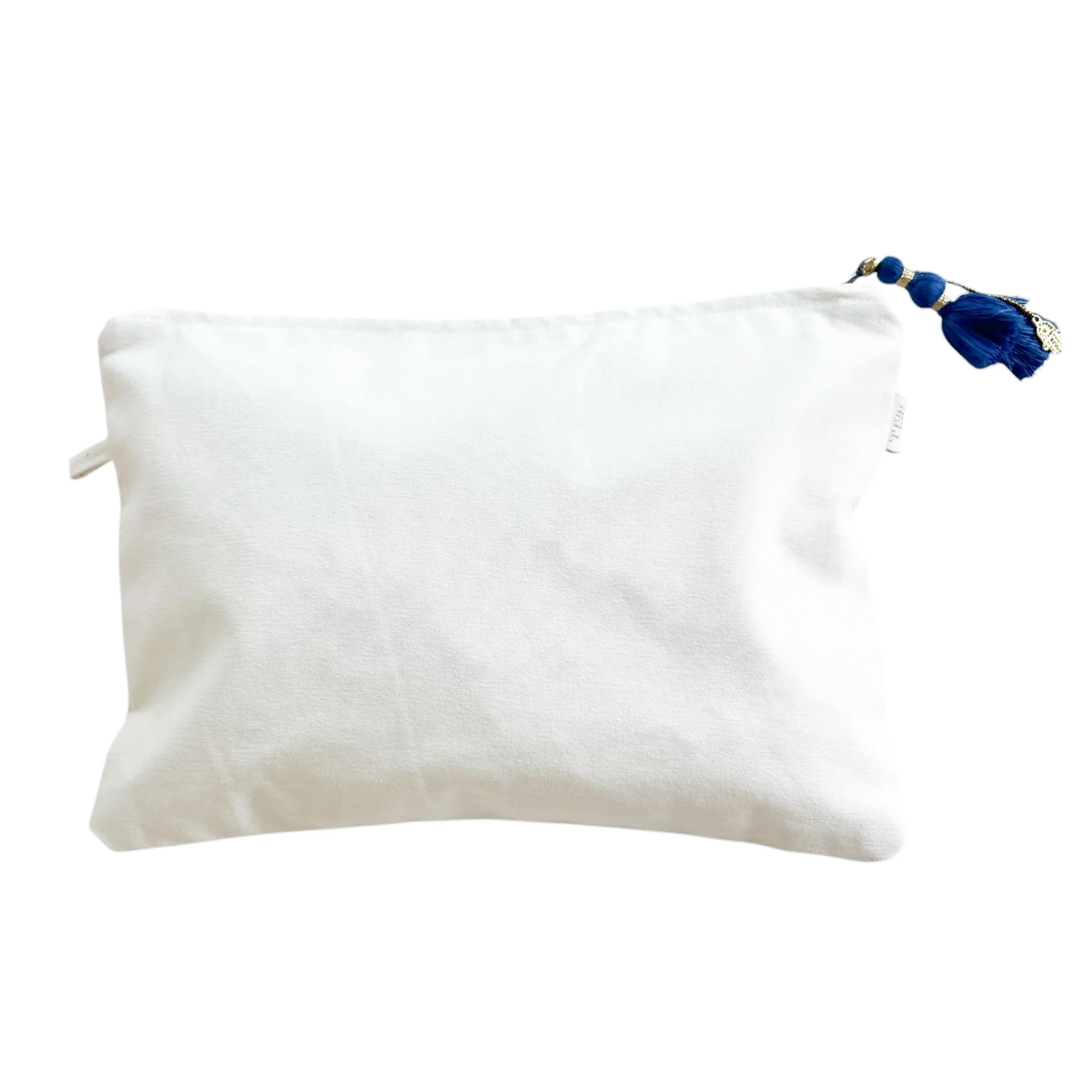 Large Canvas Zipper Pouch With Blue Tassel - Image 3