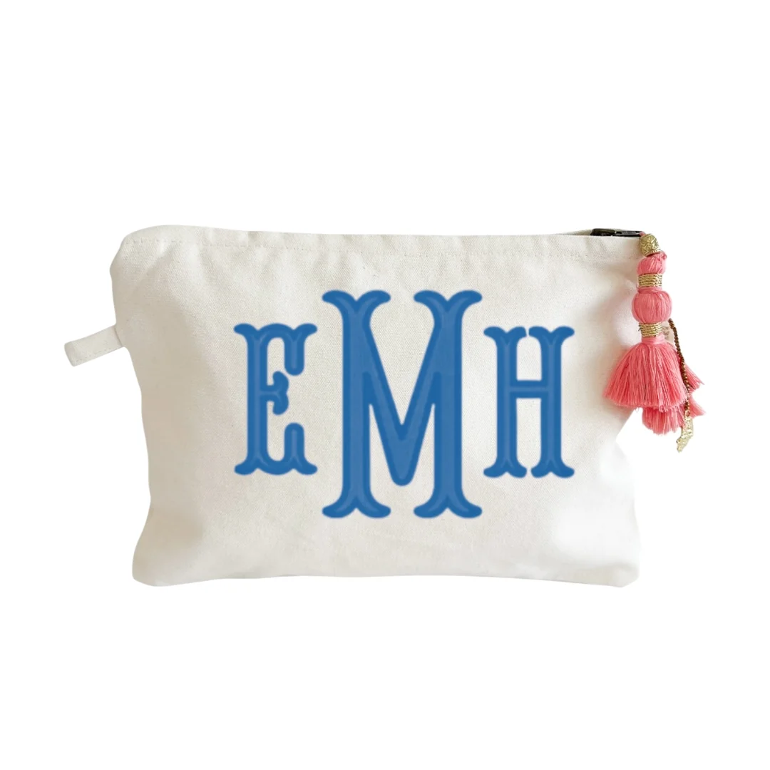 Small Canvas Zipper Pouch With Pink Tassel - Image 9