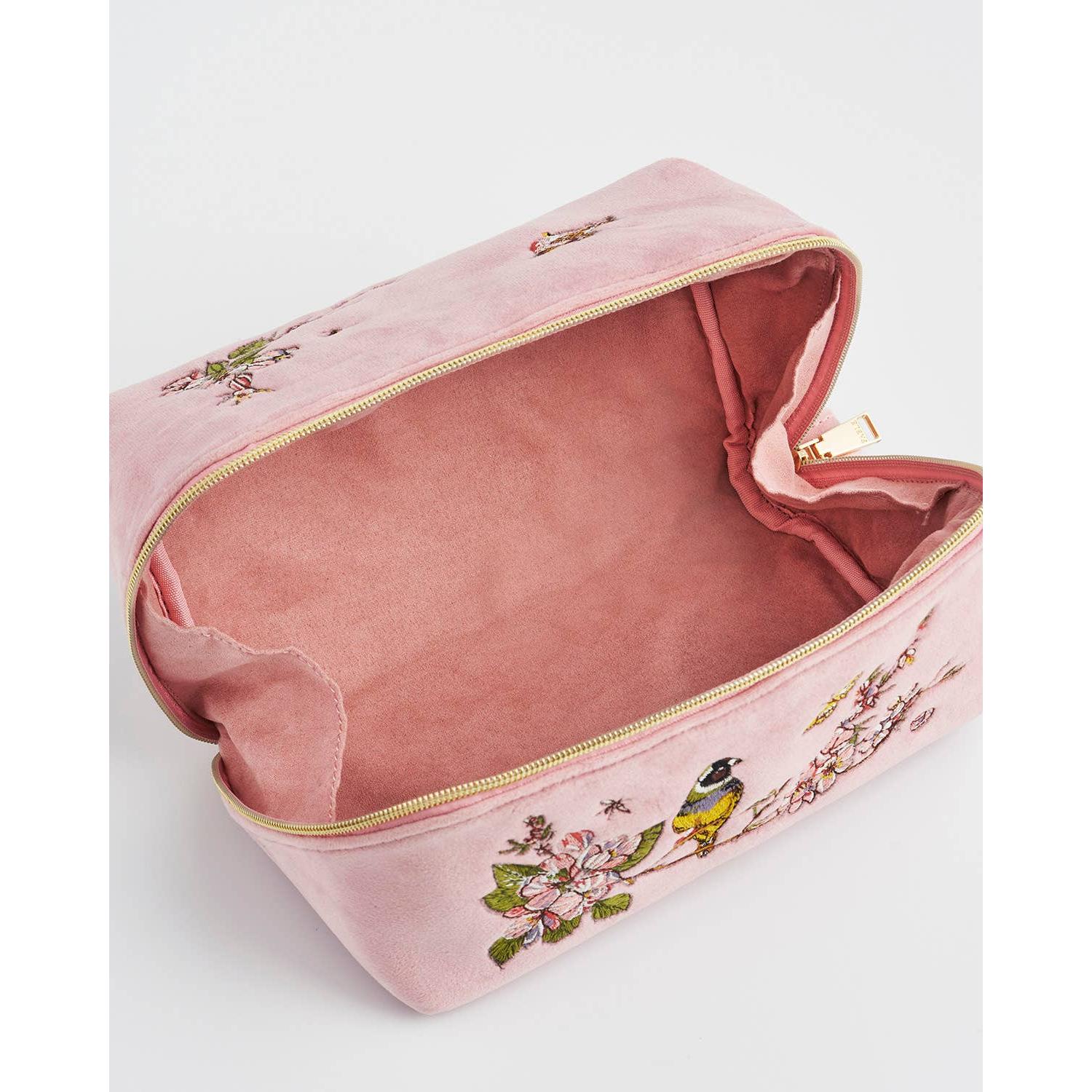 Love Scatter Pink Velvet Embroidered Cosmetic Pouch - Image 2