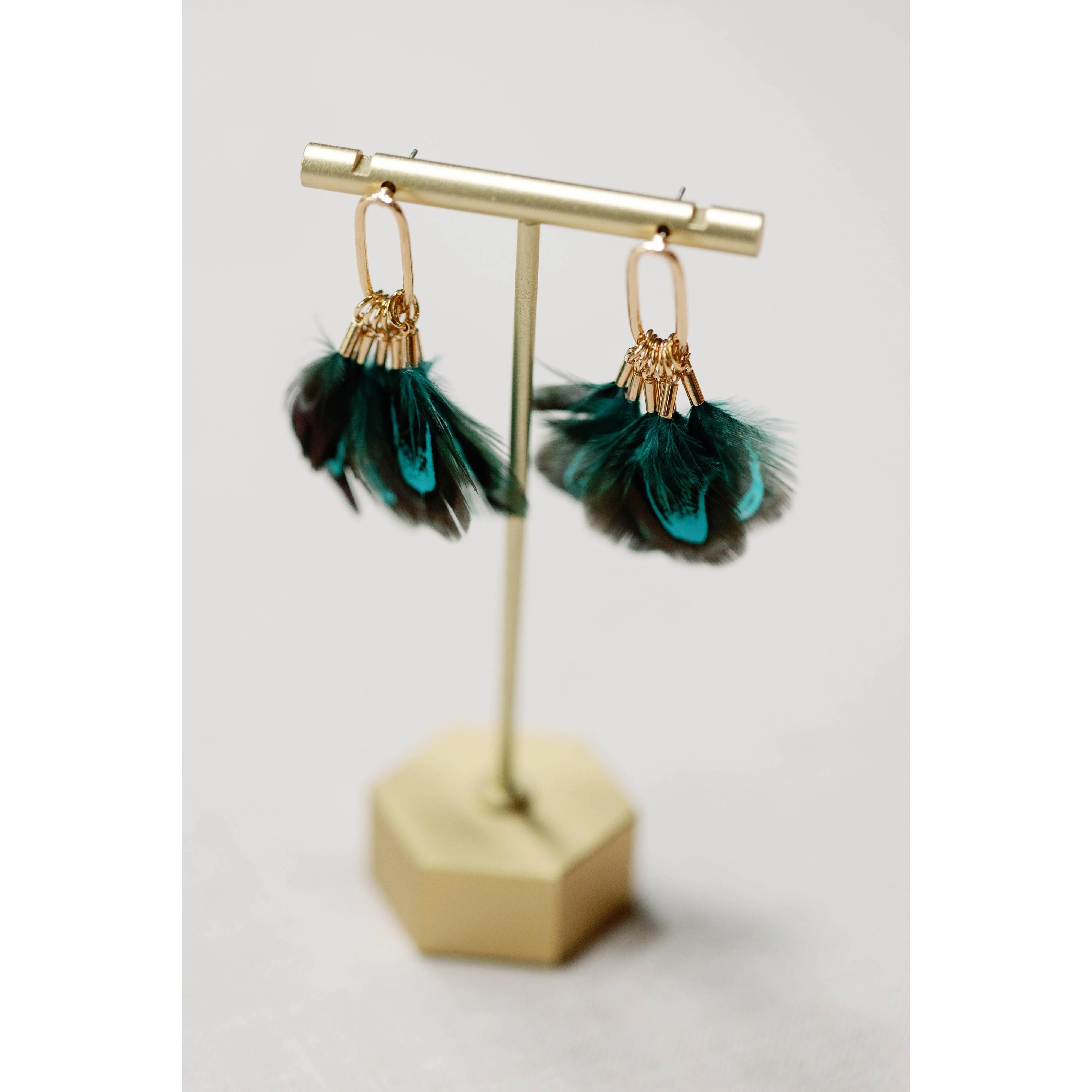 Peacock Feather Fall Statement Tassel Earrings - Image 5