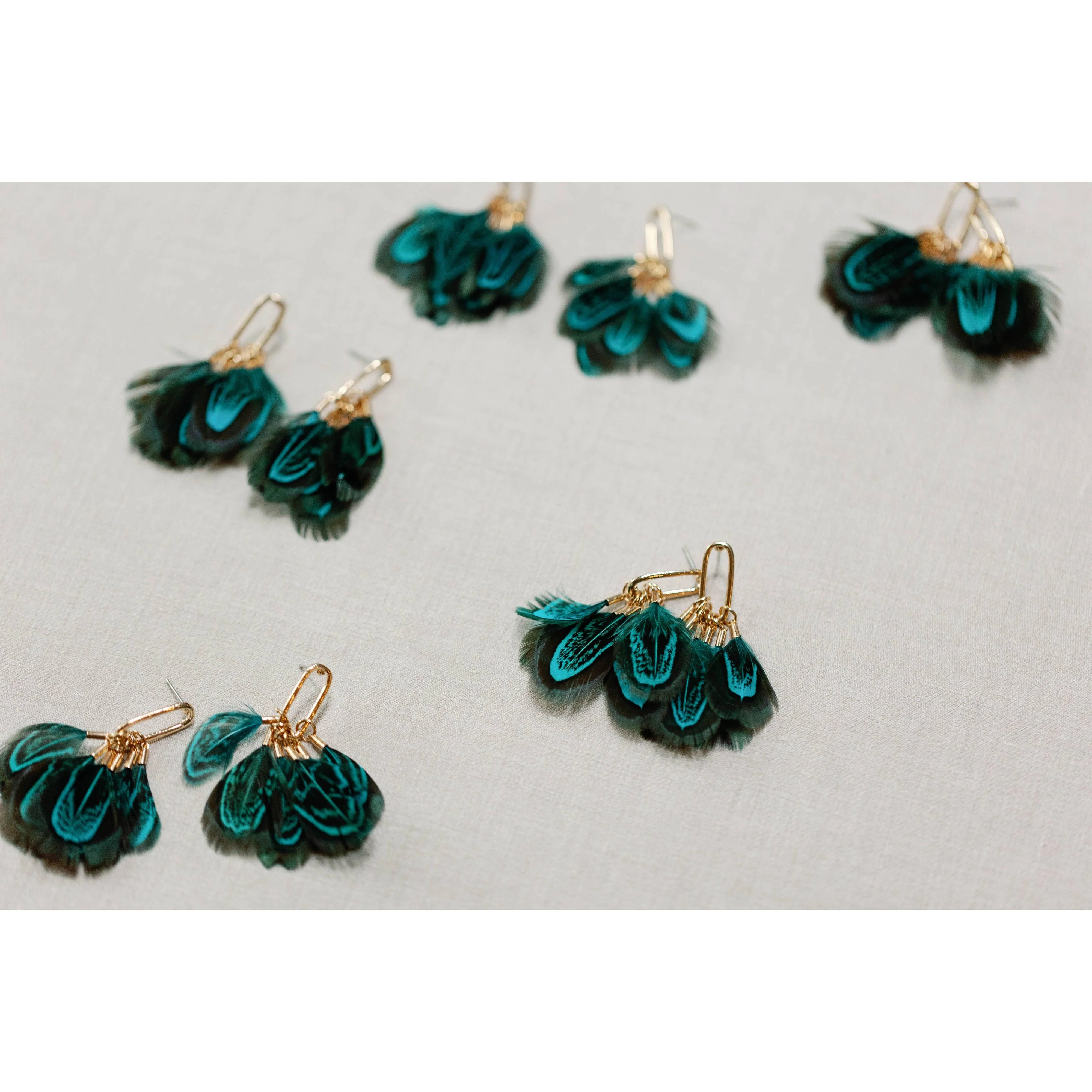 Peacock Feather Fall Statement Tassel Earrings - Image 6