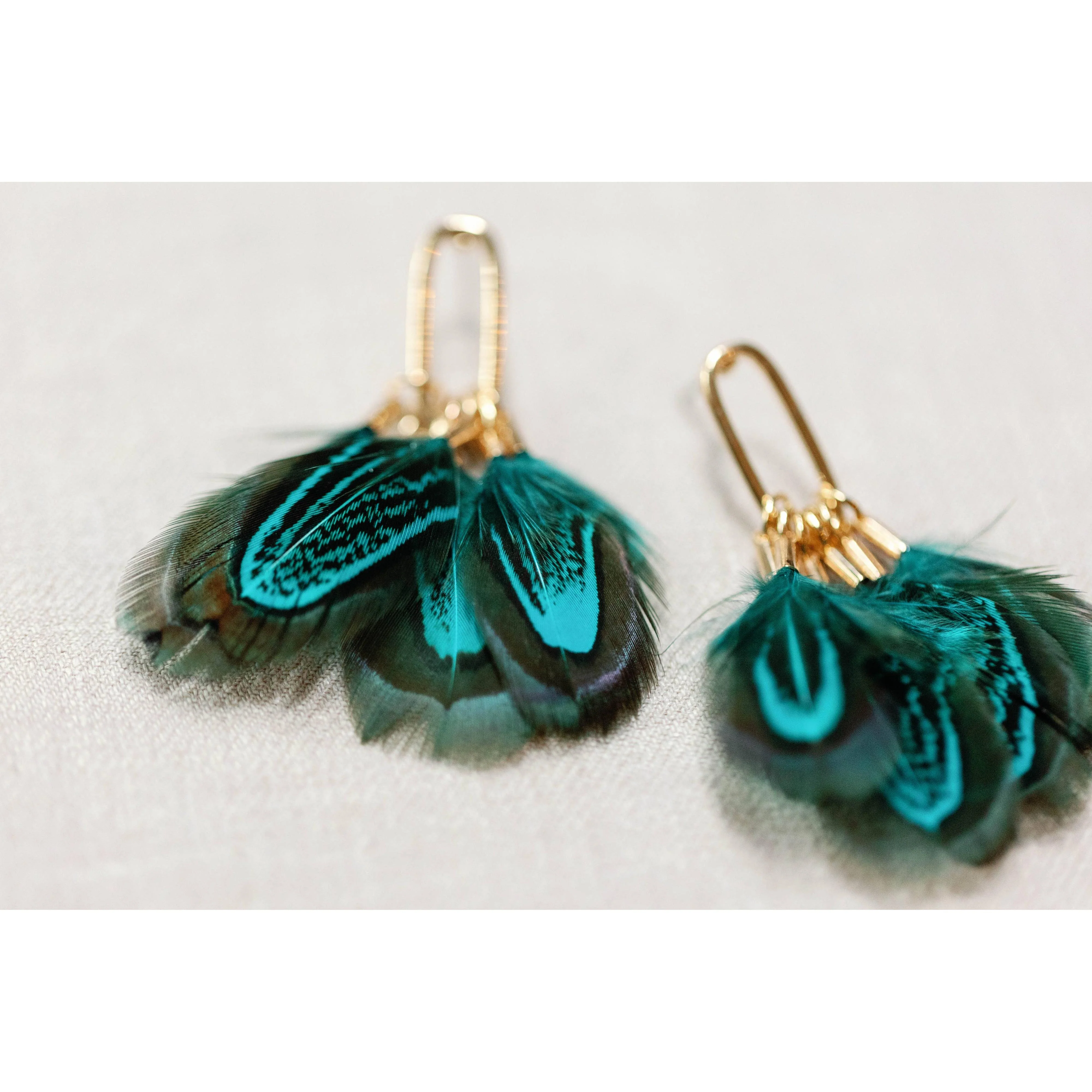 Peacock Feather Fall Statement Tassel Earrings - Image 7