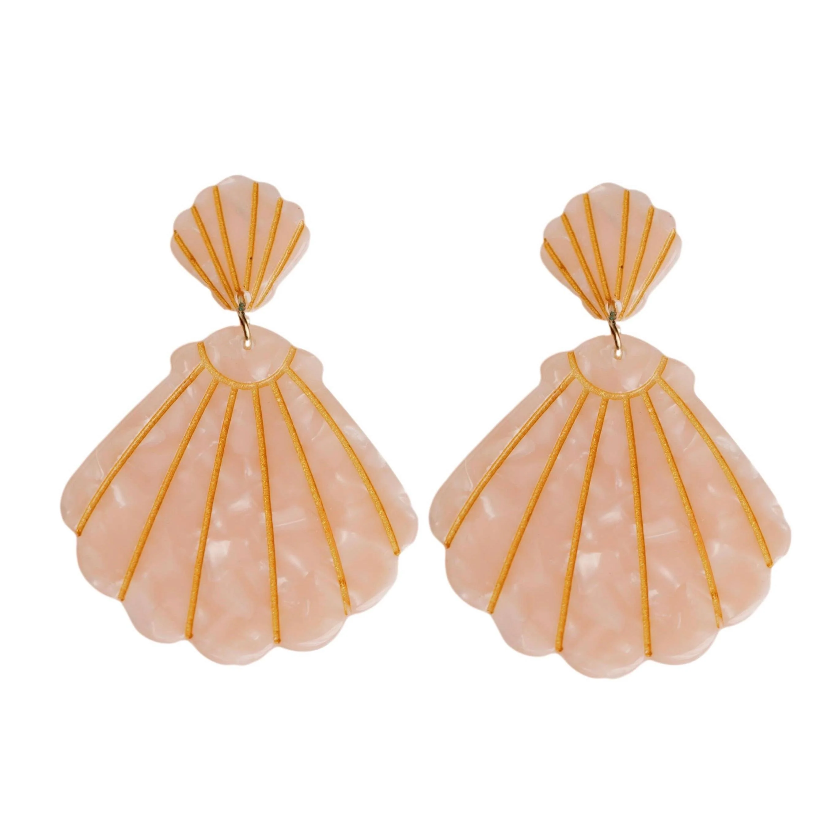 Pink Tortoise Statement Shell Earrings