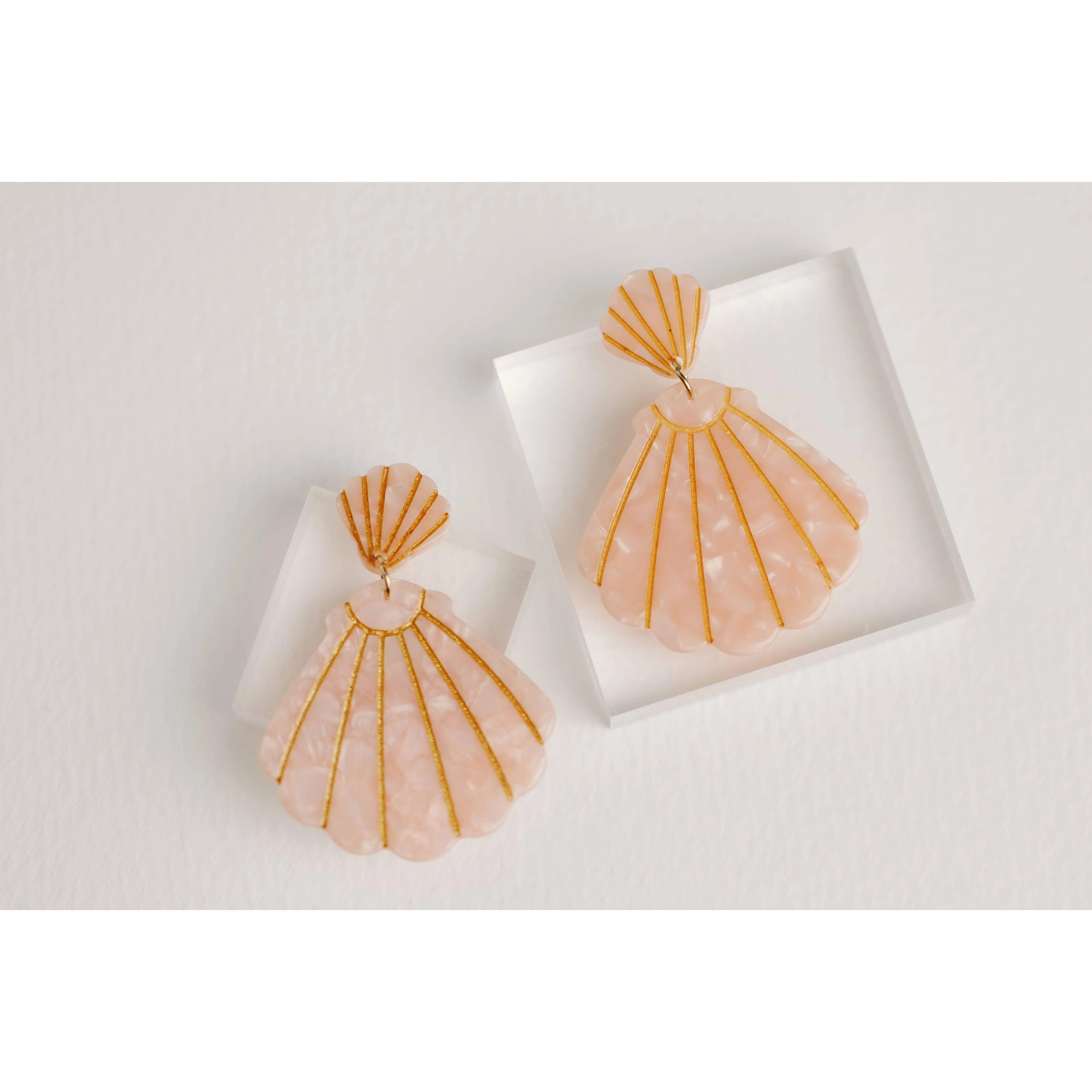 Pink Tortoise Statement Shell Earrings - Image 3