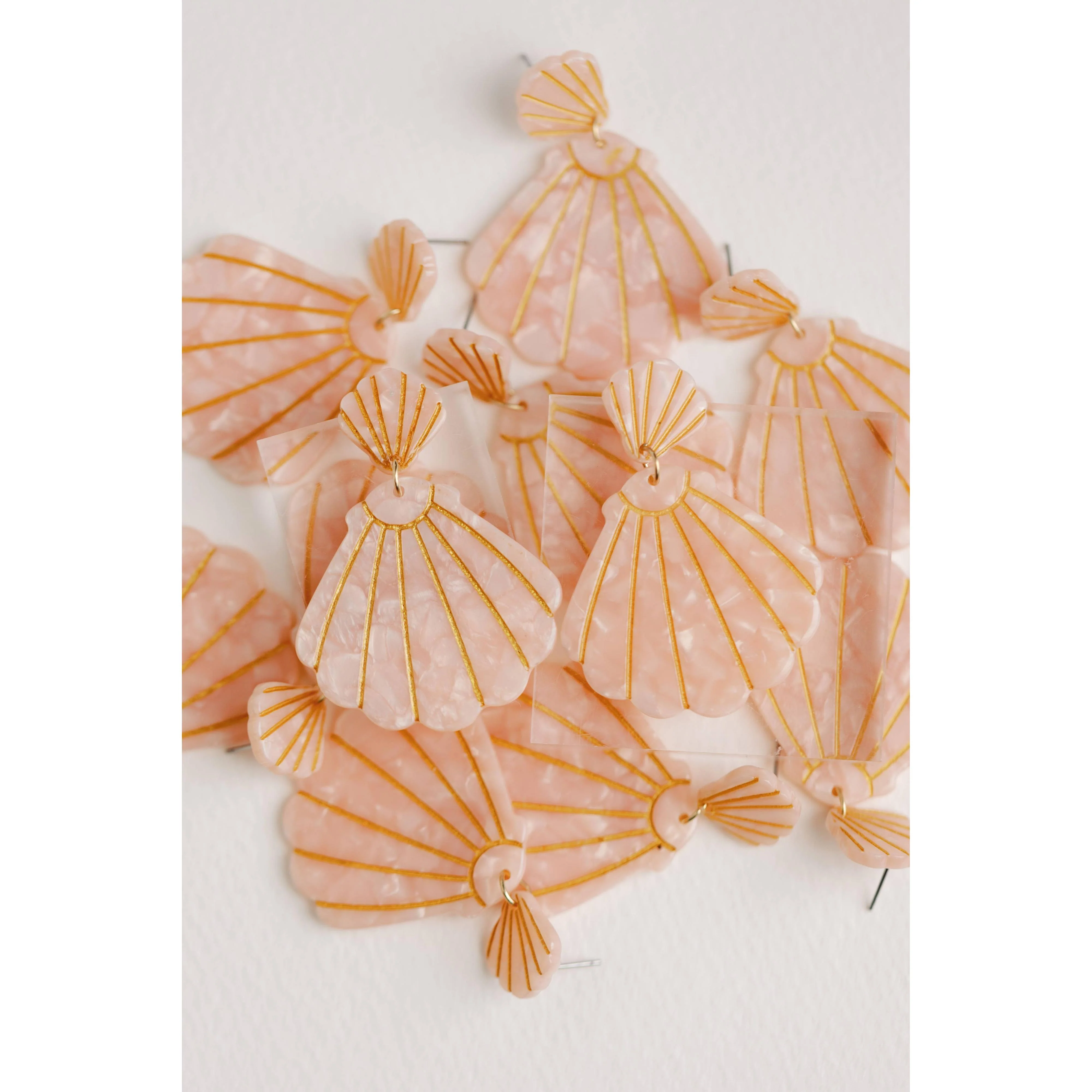 Pink Tortoise Statement Shell Earrings - Image 4