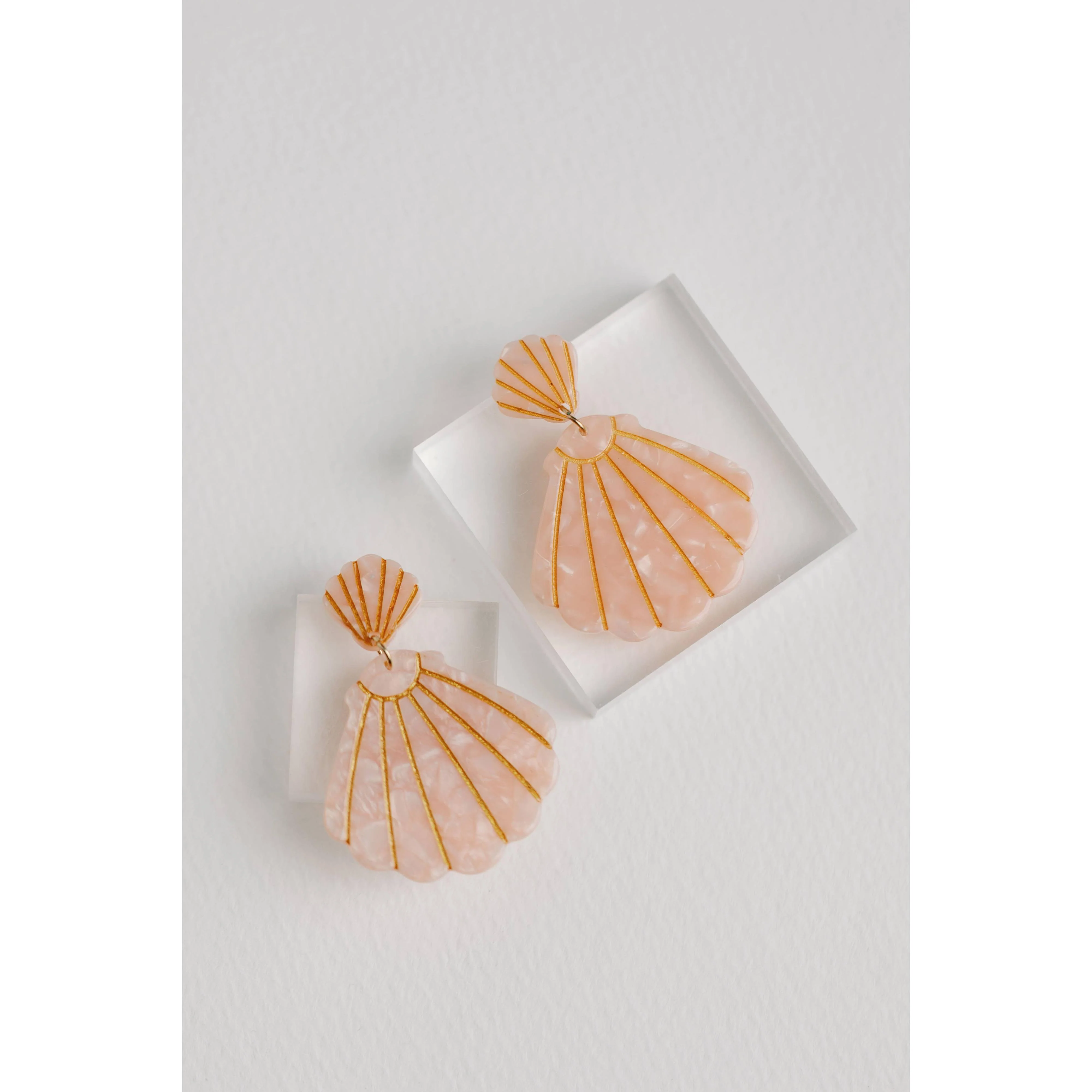 Pink Tortoise Statement Shell Earrings - Image 5