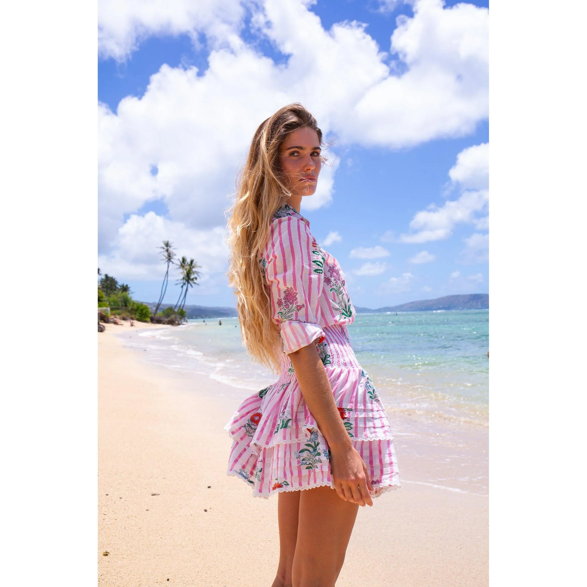 Pleated Smocked Mini Skirt - Cotton