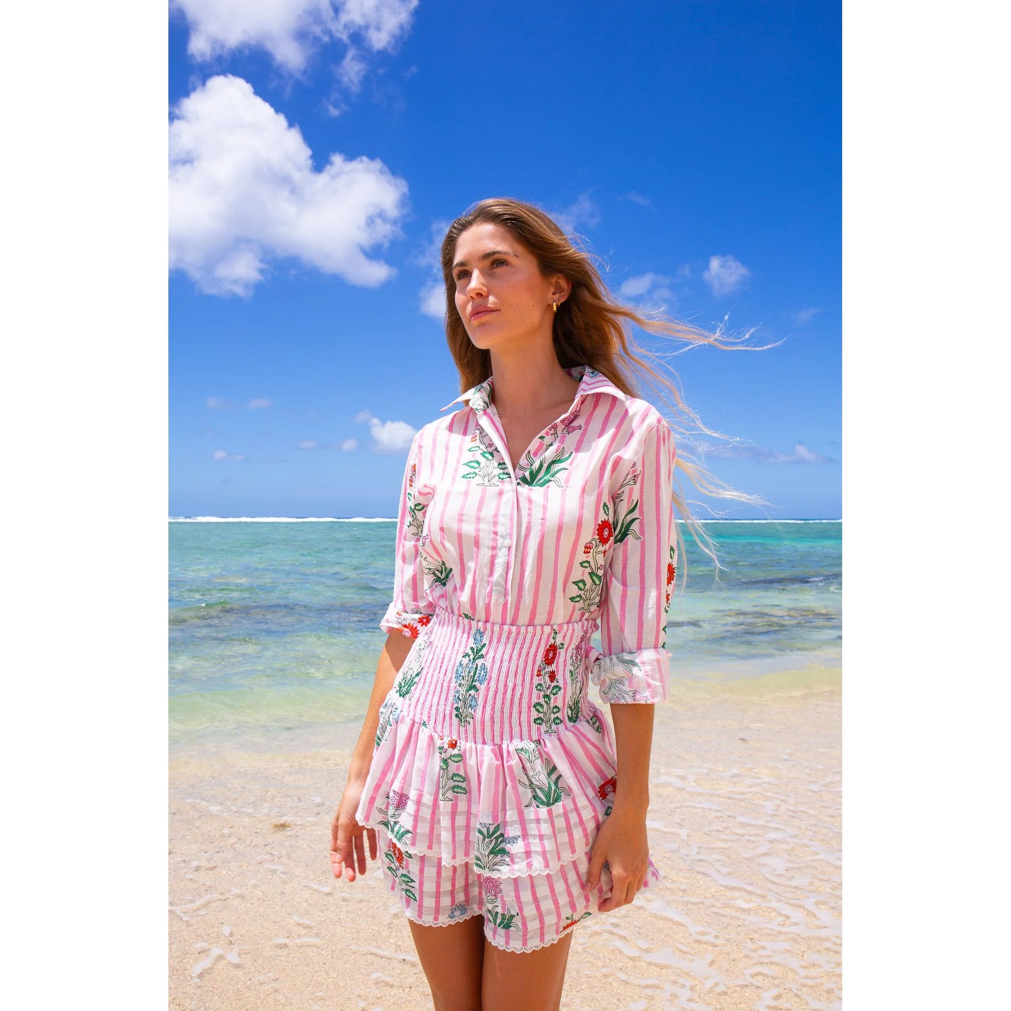 Pleated Smocked Mini Skirt - Cotton - Image 9