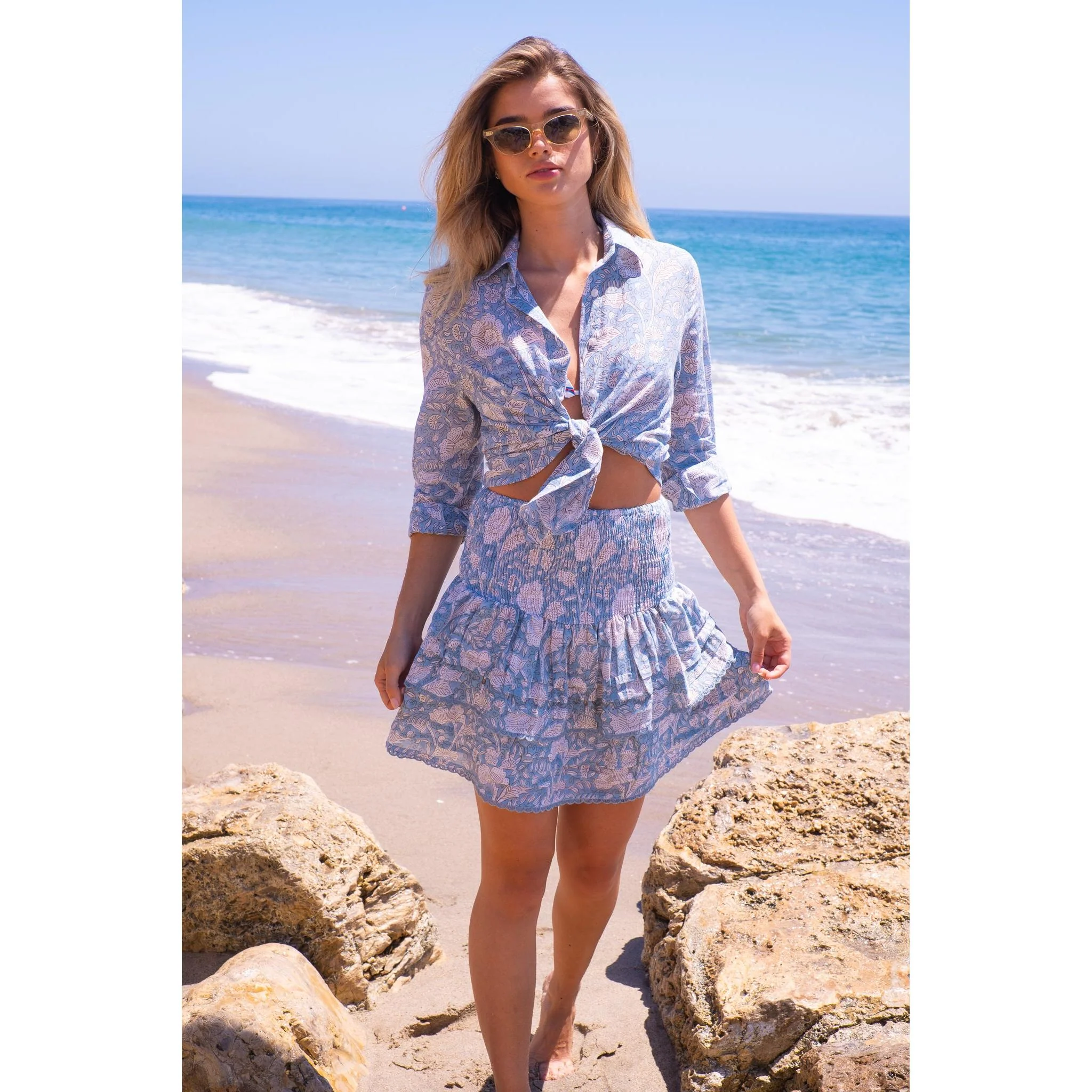 Pleated Smocked Mini Skirt - Cotton - Image 13