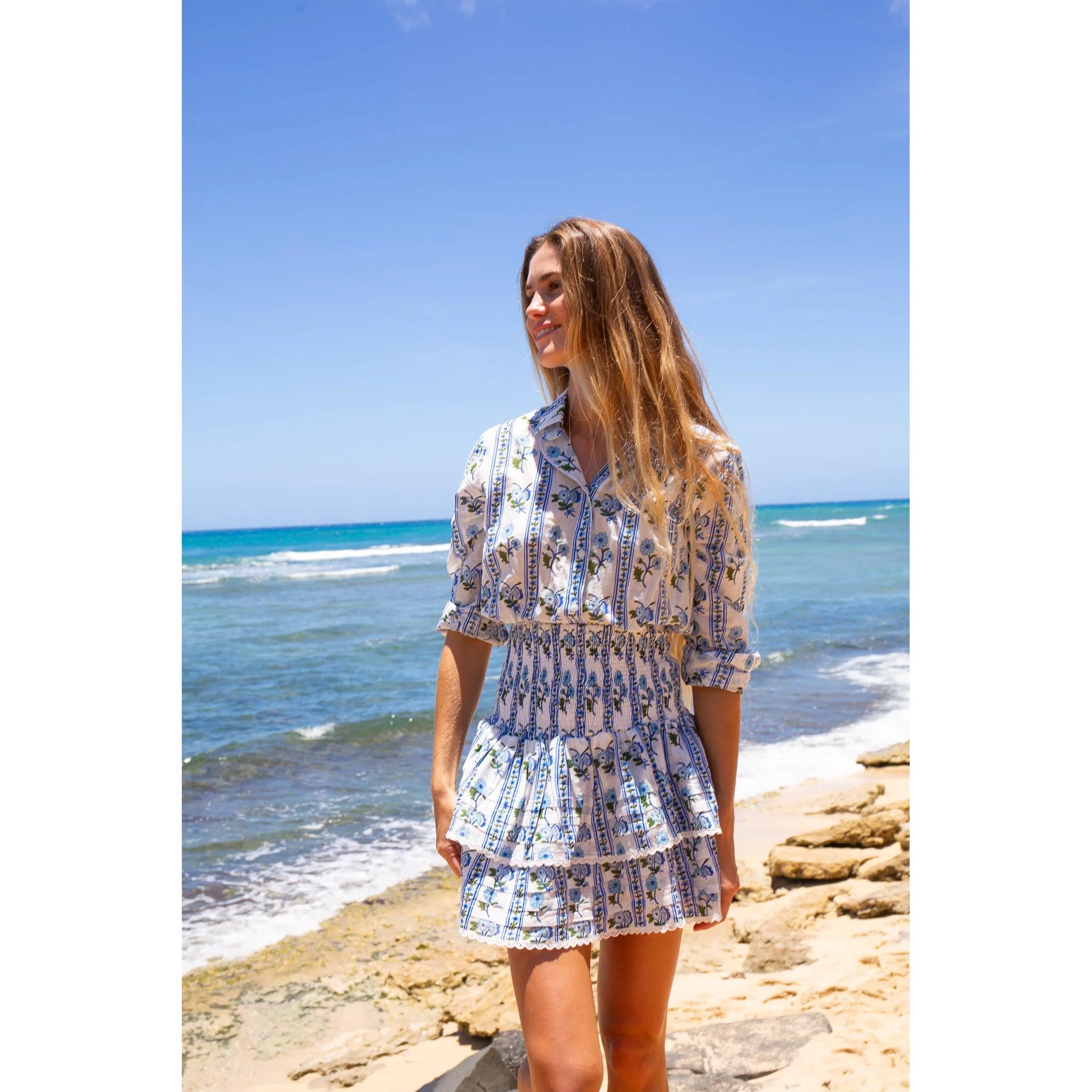 Pleated Smocked Mini Skirt - Cotton - Image 13