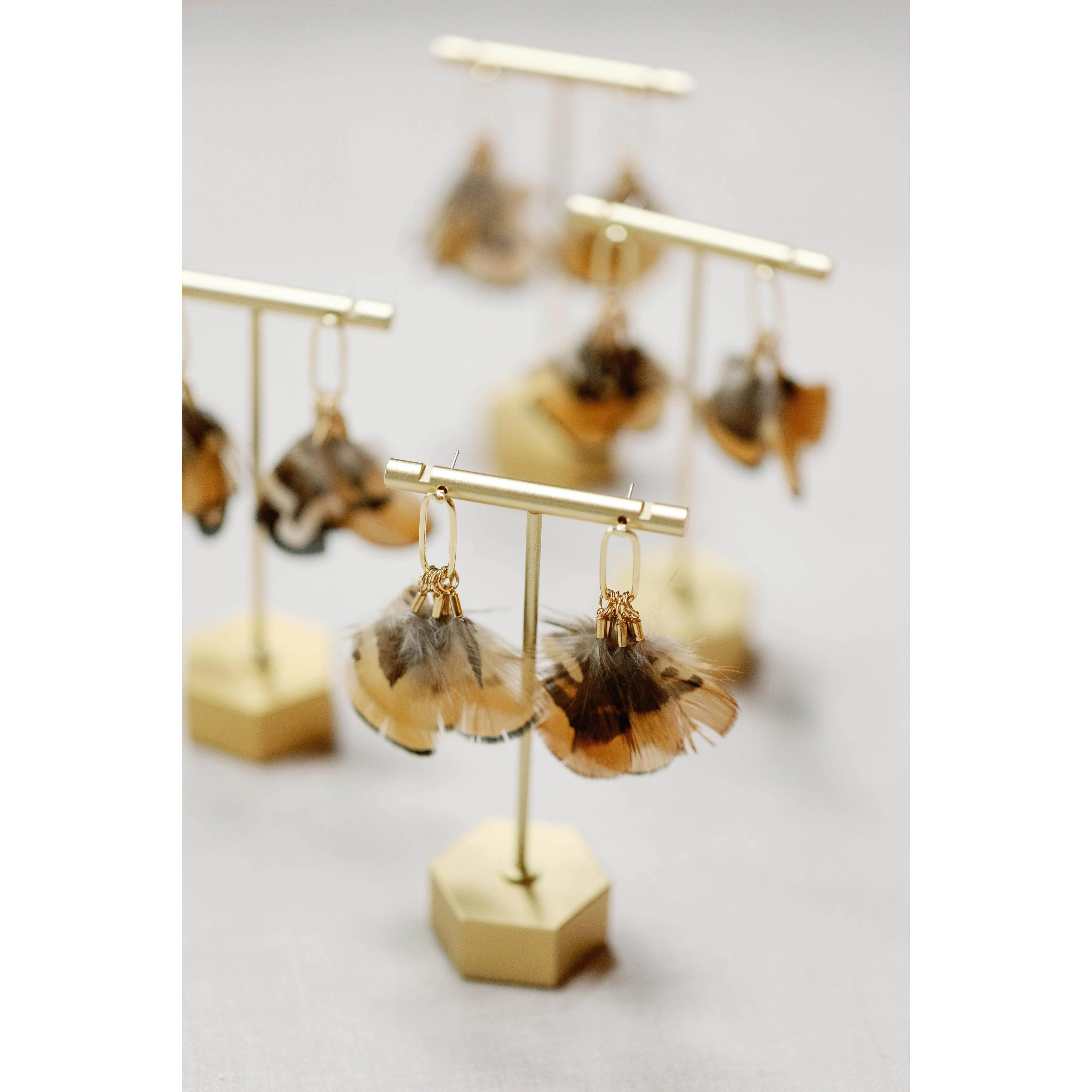 Quail Feather Fall Statement Tassel Earrings - Image 3