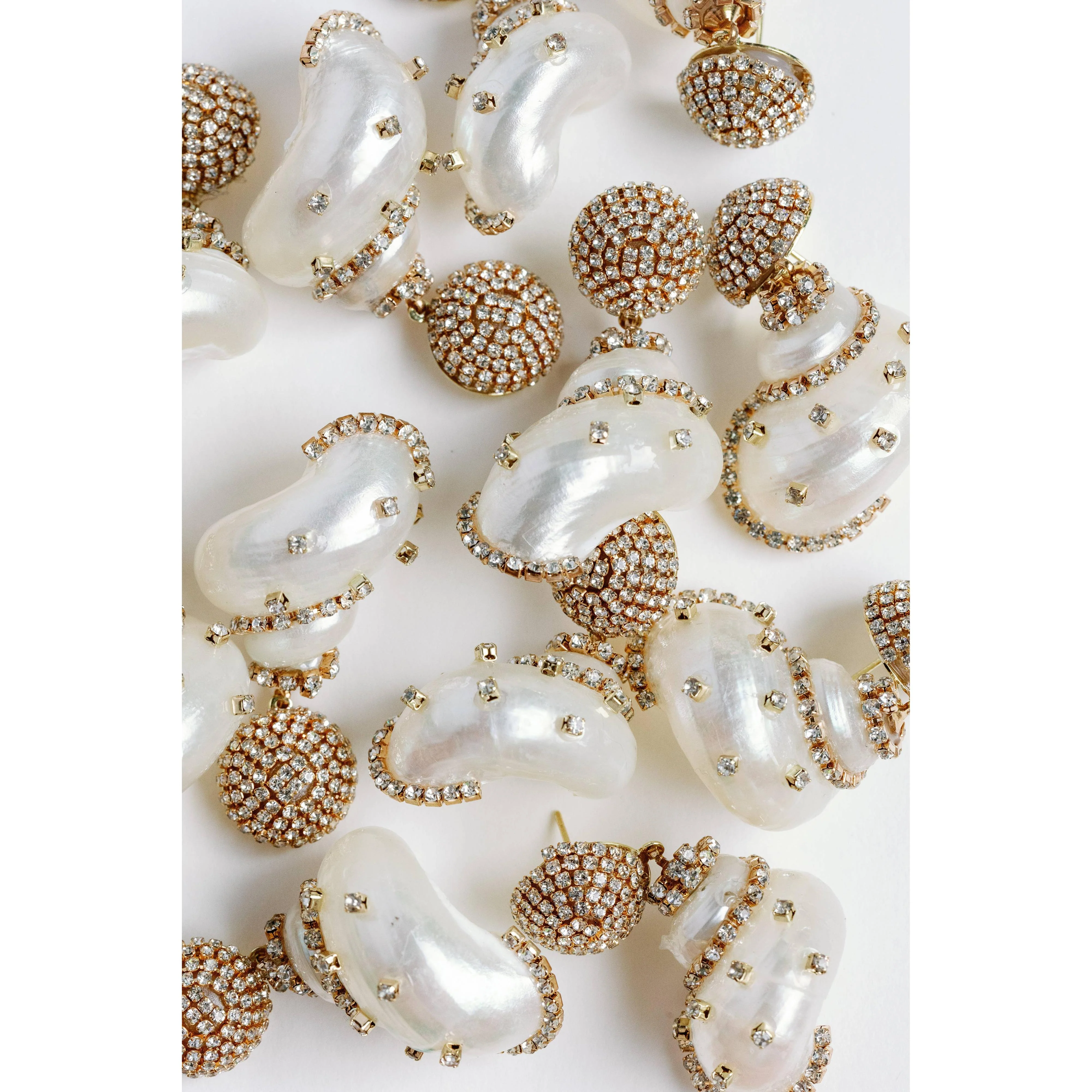 Rhinestone Wrapped White Shell Statement Earrings - Image 4