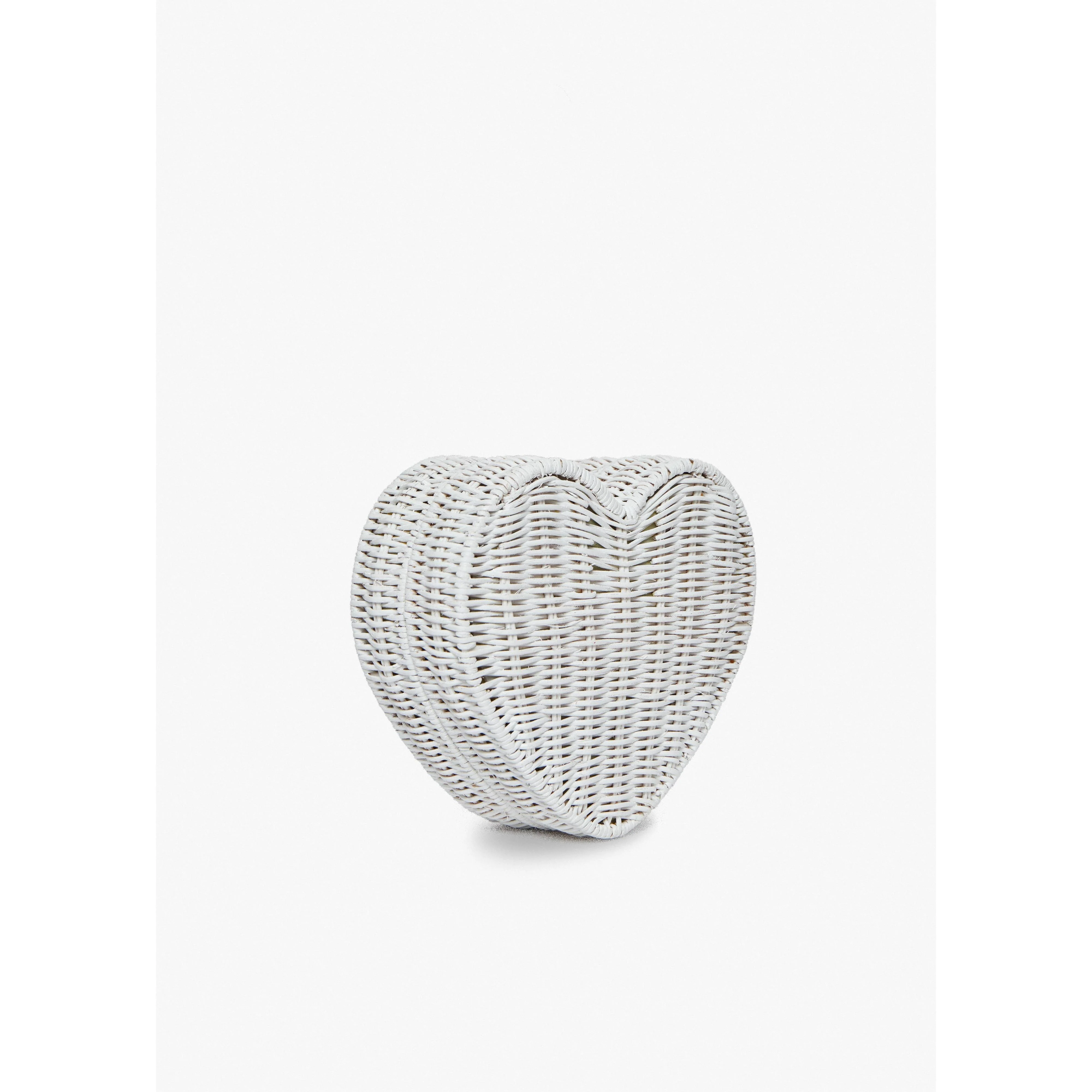 Sisal Woven Wicker Clutch Bag with Magnetic Closure: WHITE - Image 4