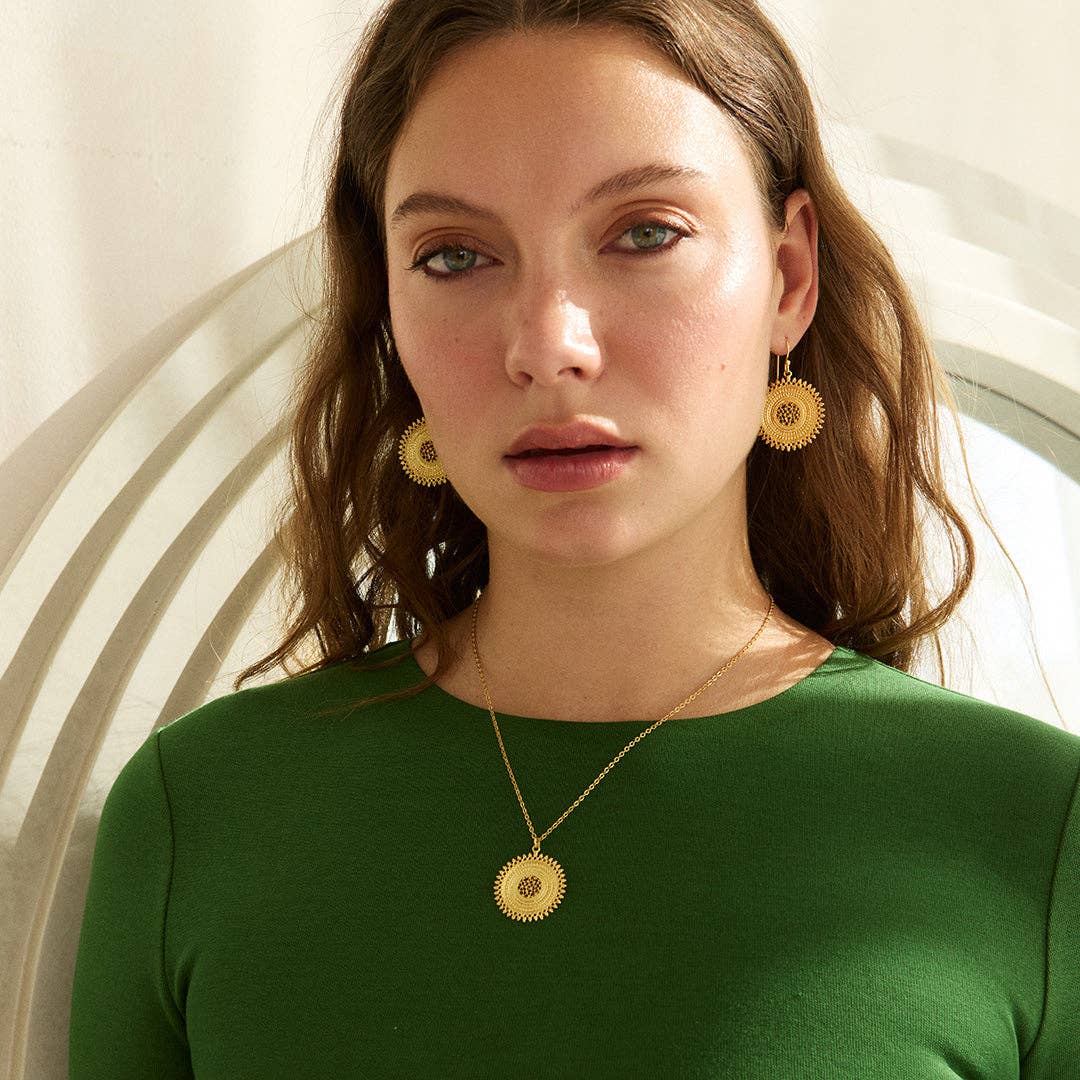 Sole Gold Sun Charm Earrings - Image 3