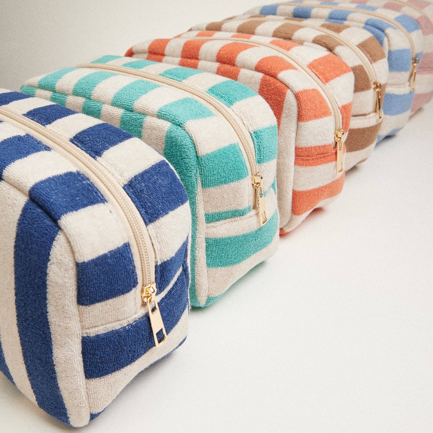 Striped Terry Fabric Travel Pouch- Light blue - Image 3