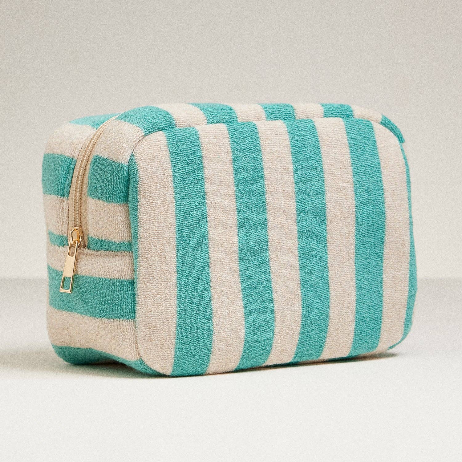 Striped Terry Fabric Travel Pouch: Green - Image 3