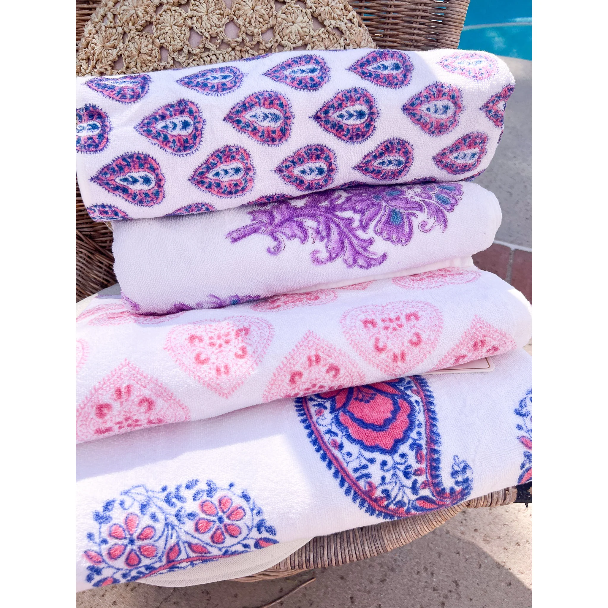 Pink and Navy Paisley Towel - Image 4