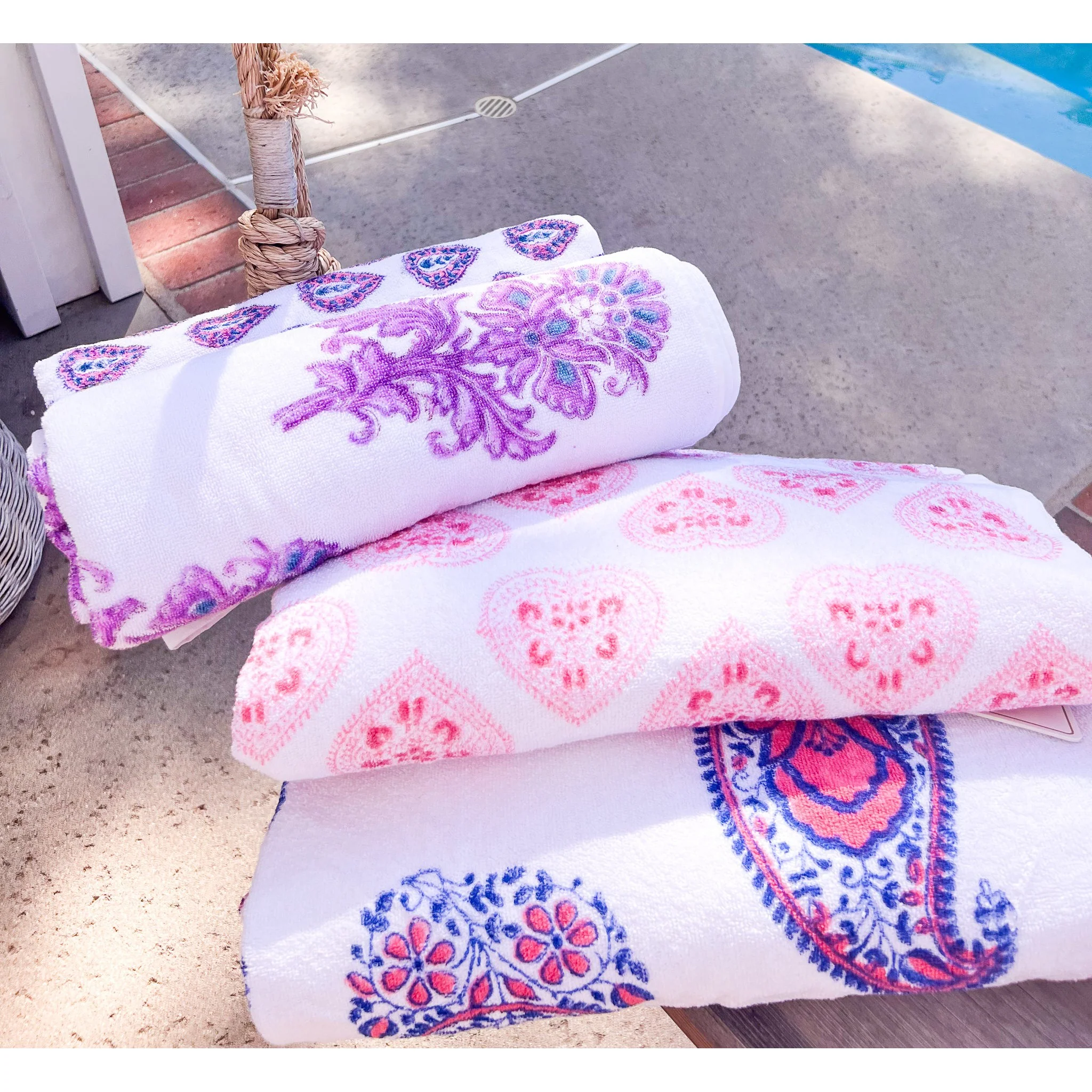 Pink and Navy Paisley Towel - Image 5