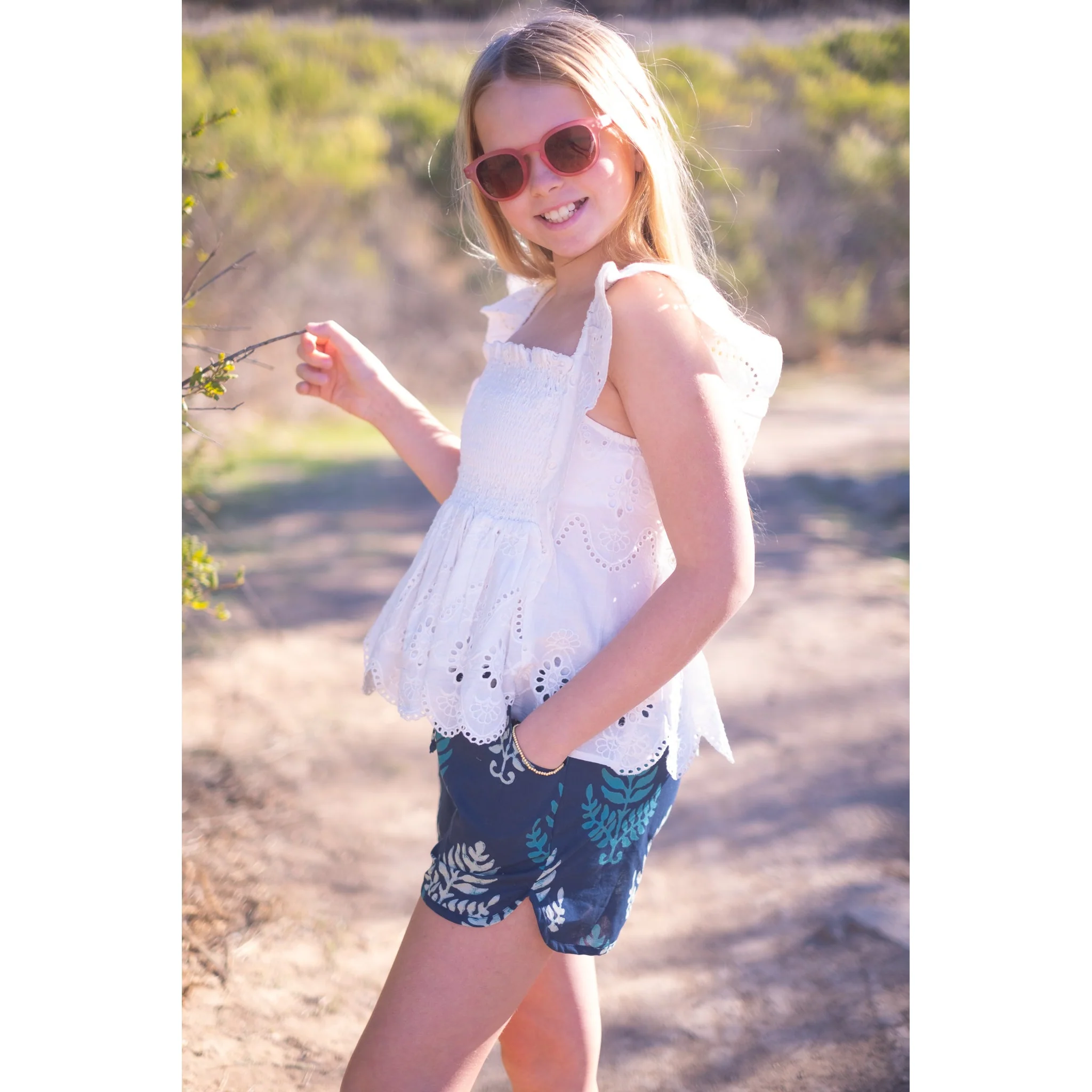 Girls Tulip Top- White Eyelet - Image 2