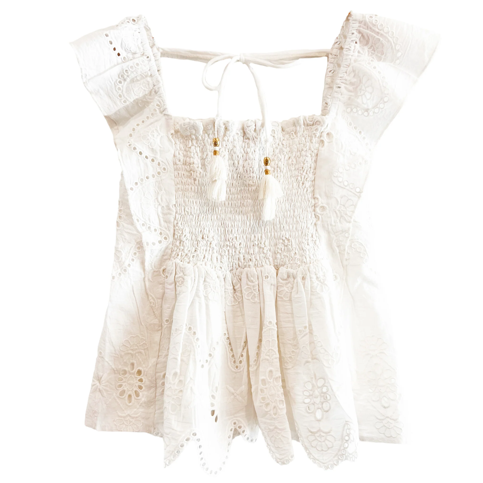 Girls Tulip Top- White Eyelet - Image 3