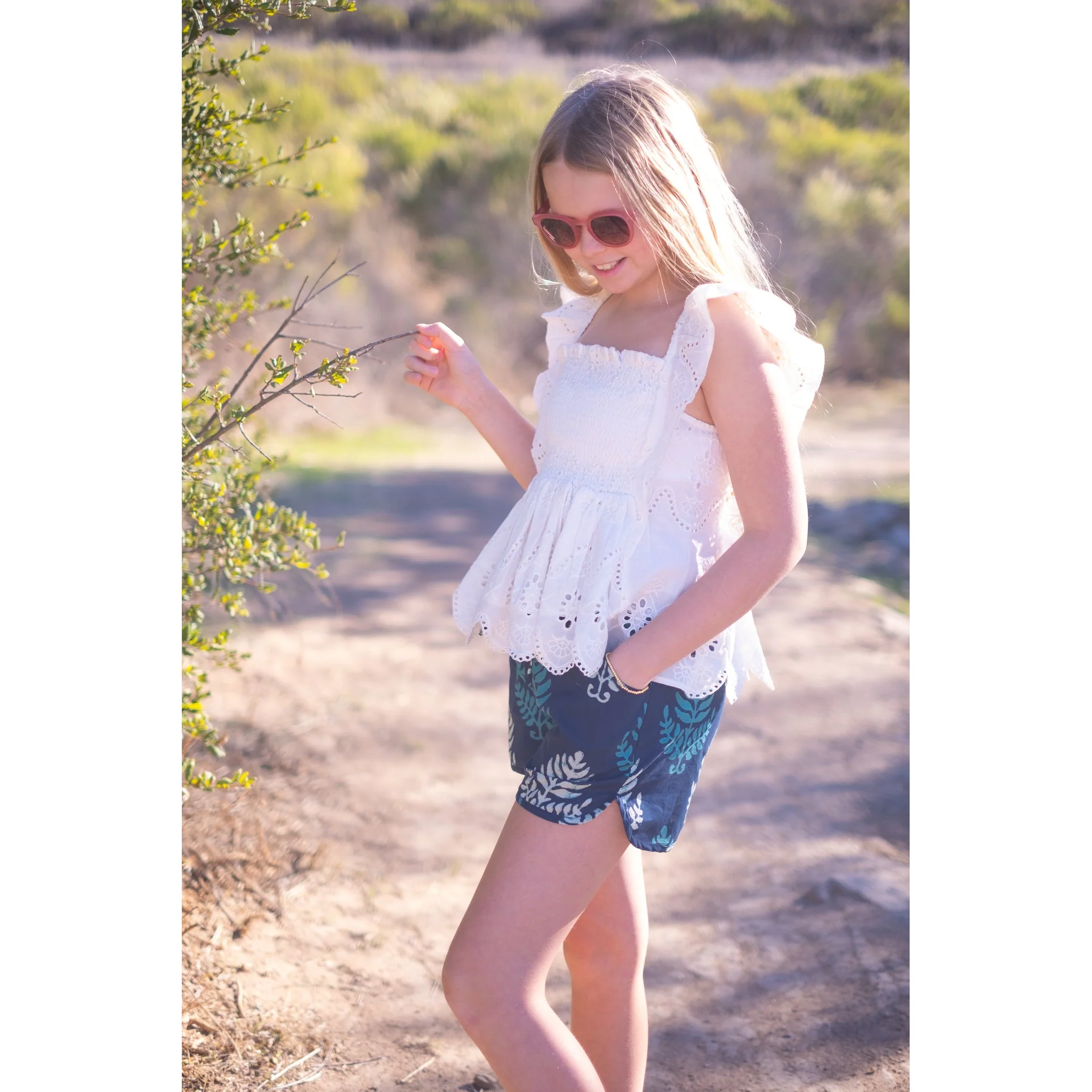 Girls Tulip Top- White Eyelet - Image 5