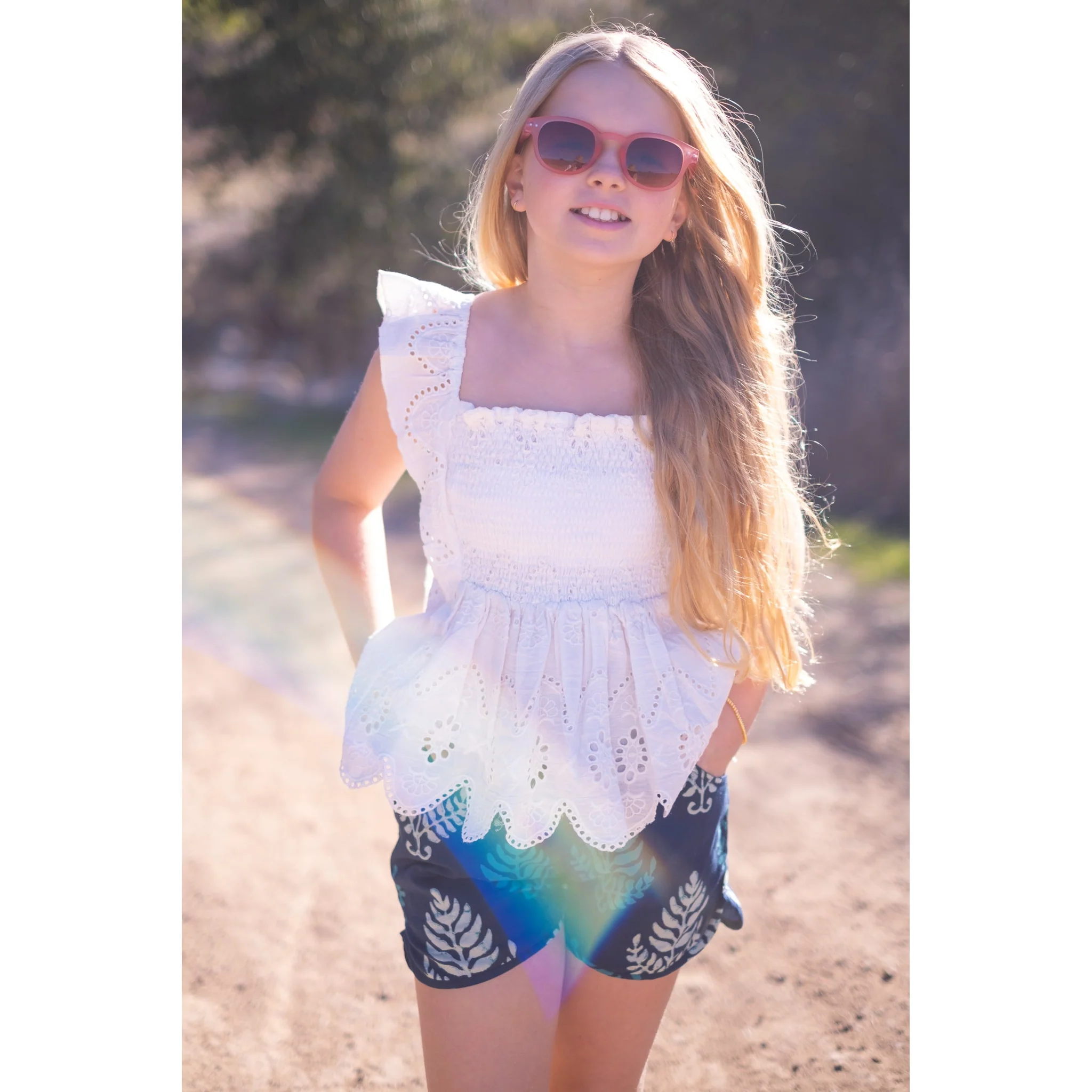 Girls Tulip Top- White Eyelet - Image 8