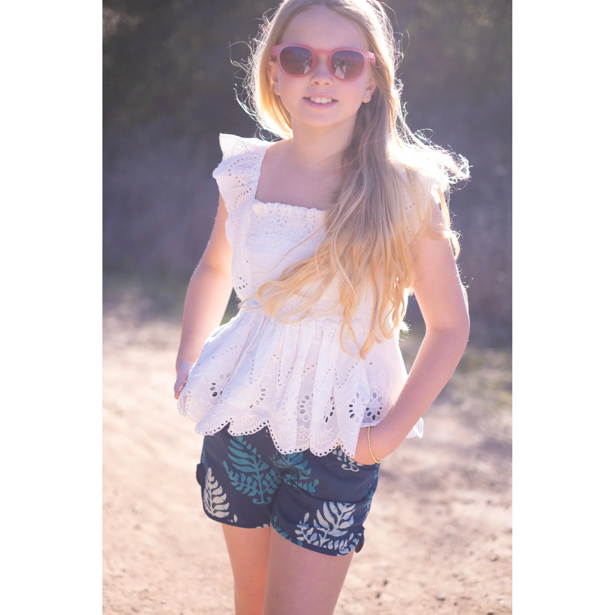 Girls Tulip Top- White Eyelet - Image 9