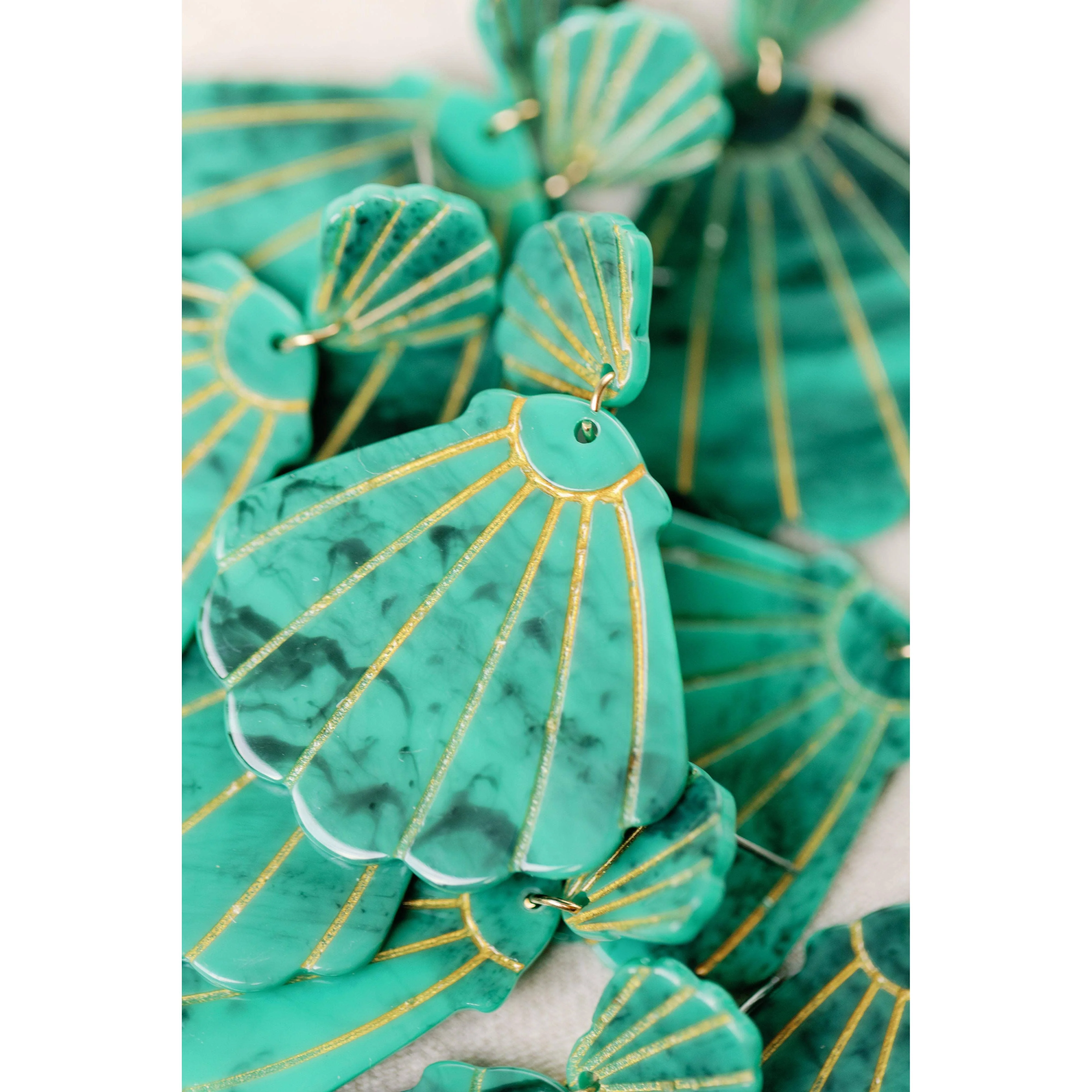 Turquoise Shell Statement Earrings - Image 2